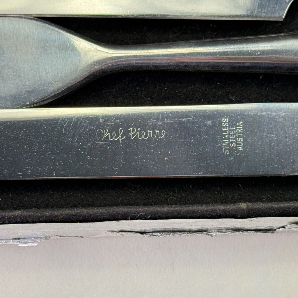 Vintage Chef Pierre Hot Forged Stainless 3 Pc Carving Knife Set In Original Box