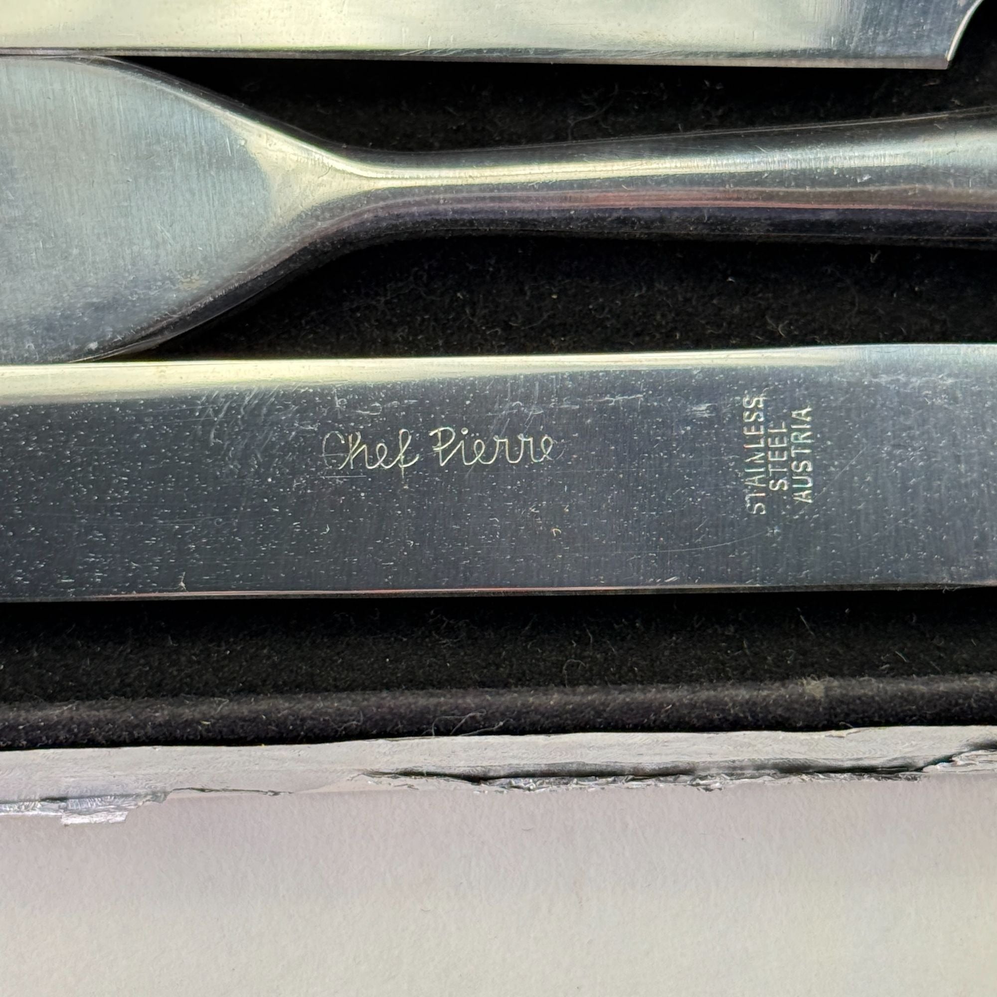 Vintage Chef Pierre Hot Forged Stainless 3 Pc Carving Knife Set In Original Box
