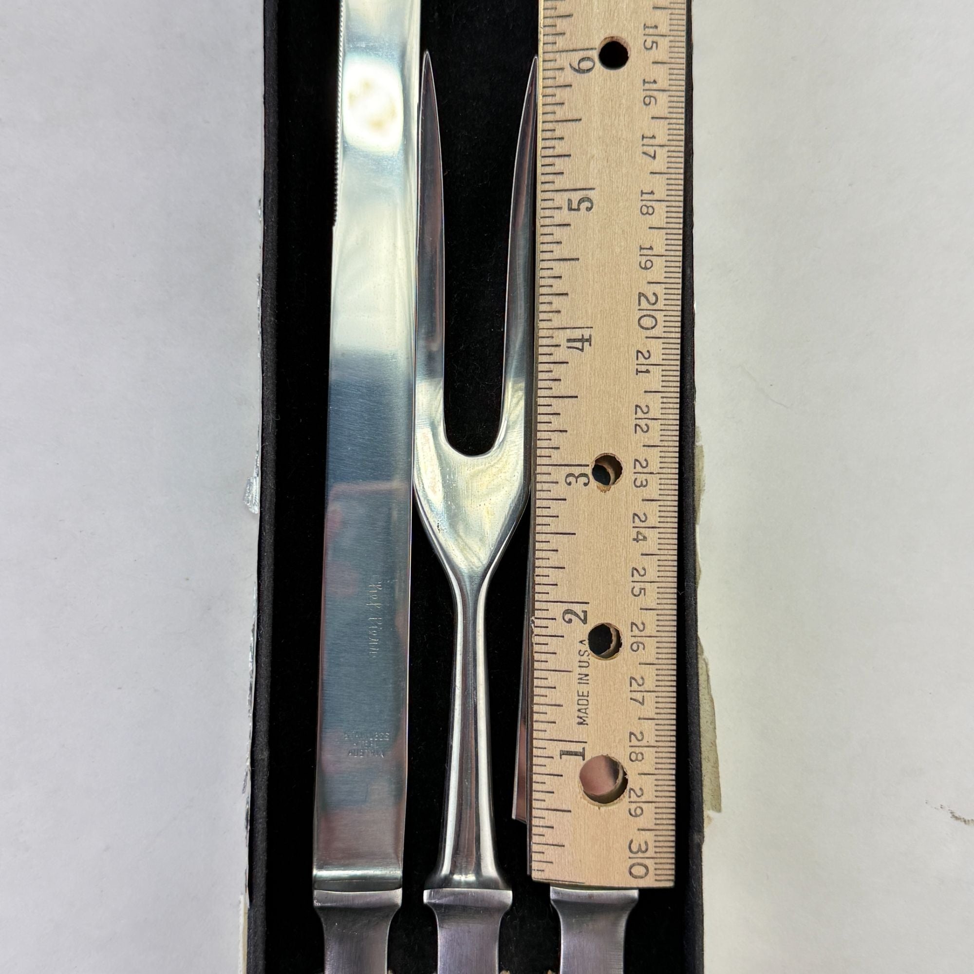 Vintage Chef Pierre Hot Forged Stainless 3 Pc Carving Knife Set In Original Box