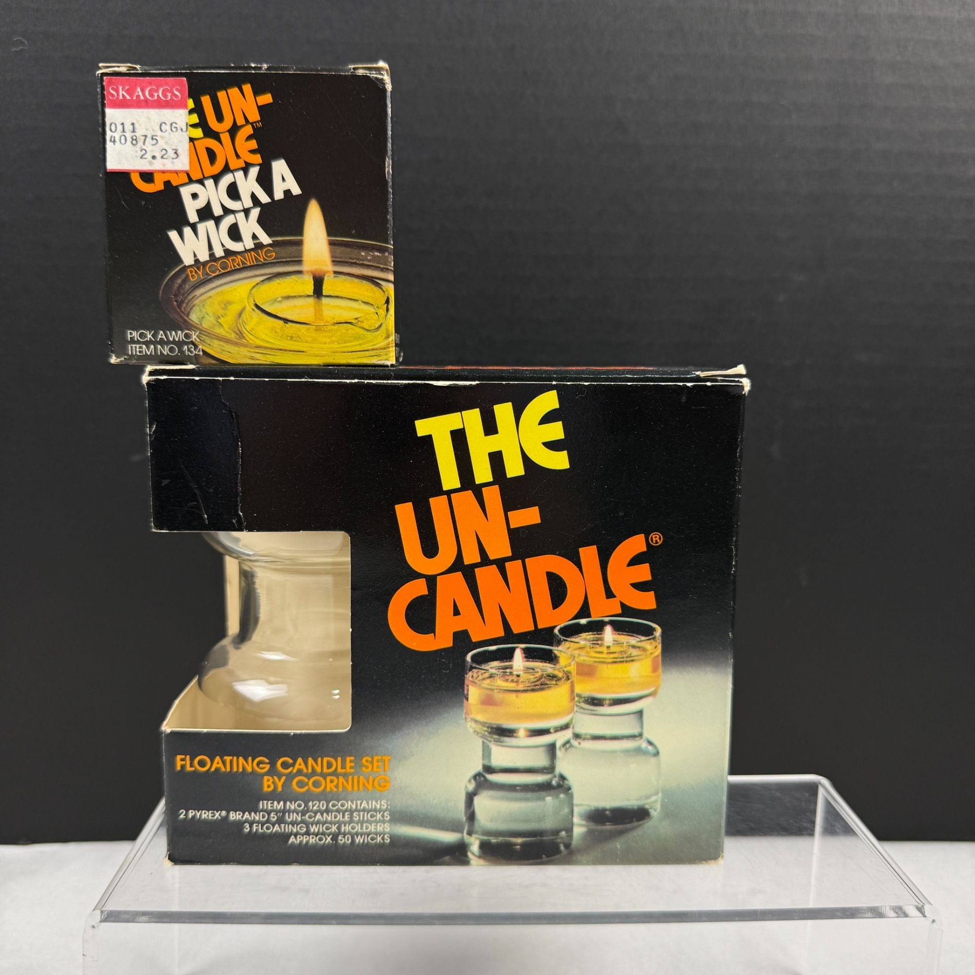 Vintage Corning Pyrex The Uncandle Set With Wicks & Floating Wick Holders