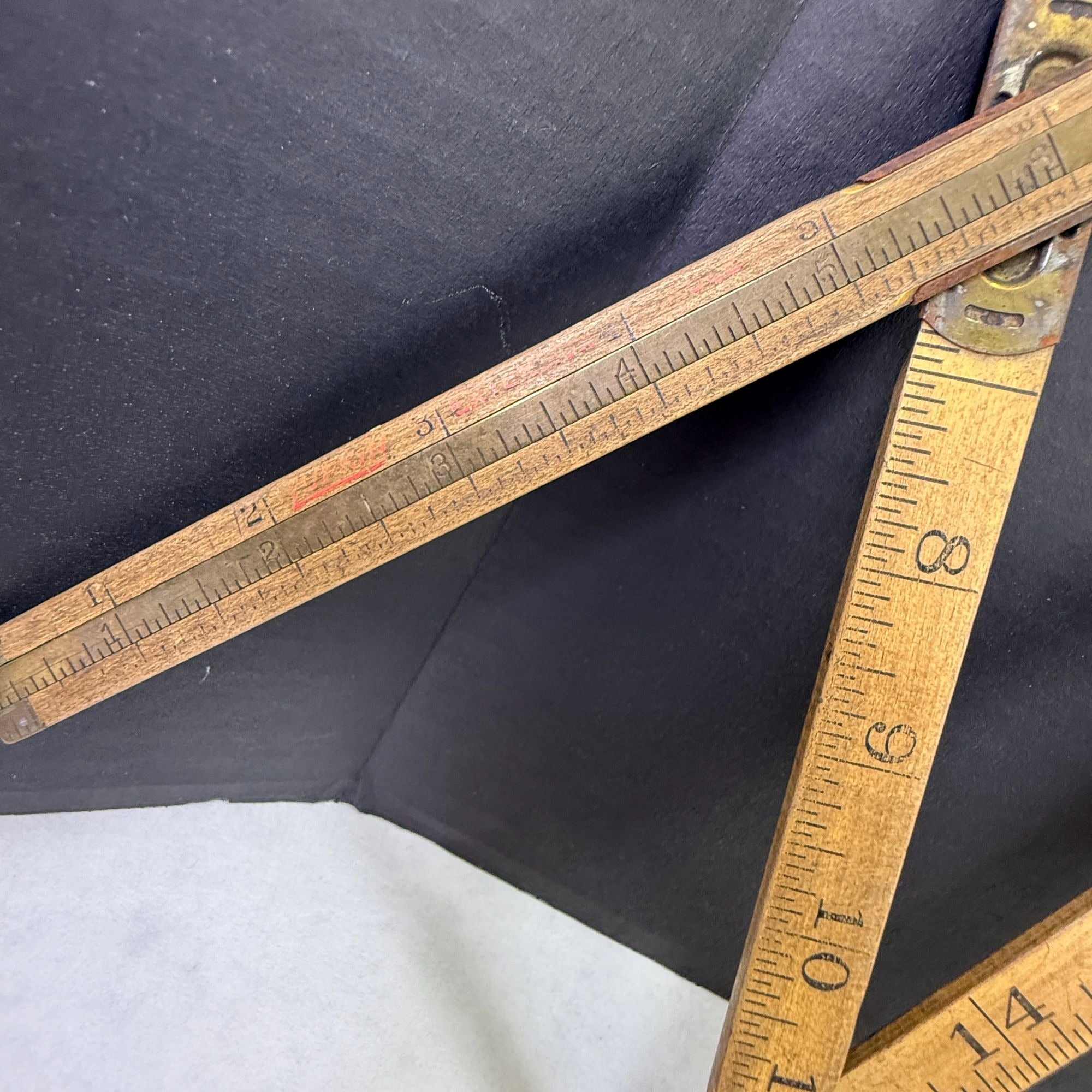 Vintage Lot of 5 Folding Wood Rulers for Crafts