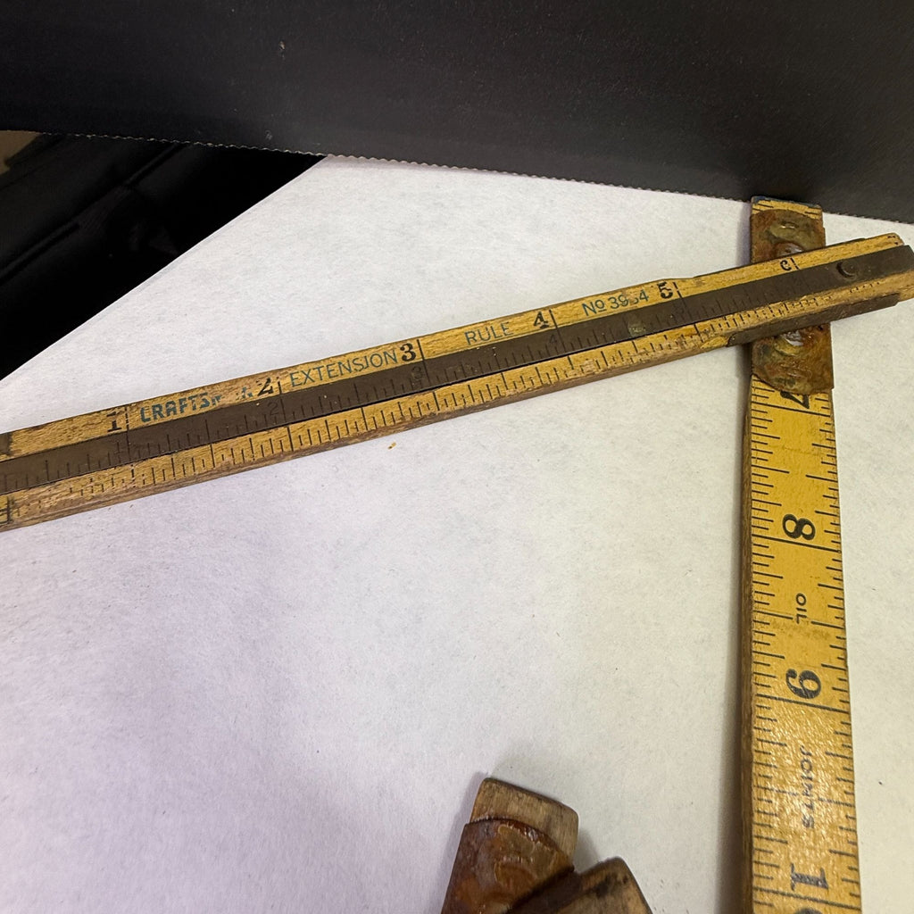 Vintage Lot of 5 Folding Wood Rulers for Crafts