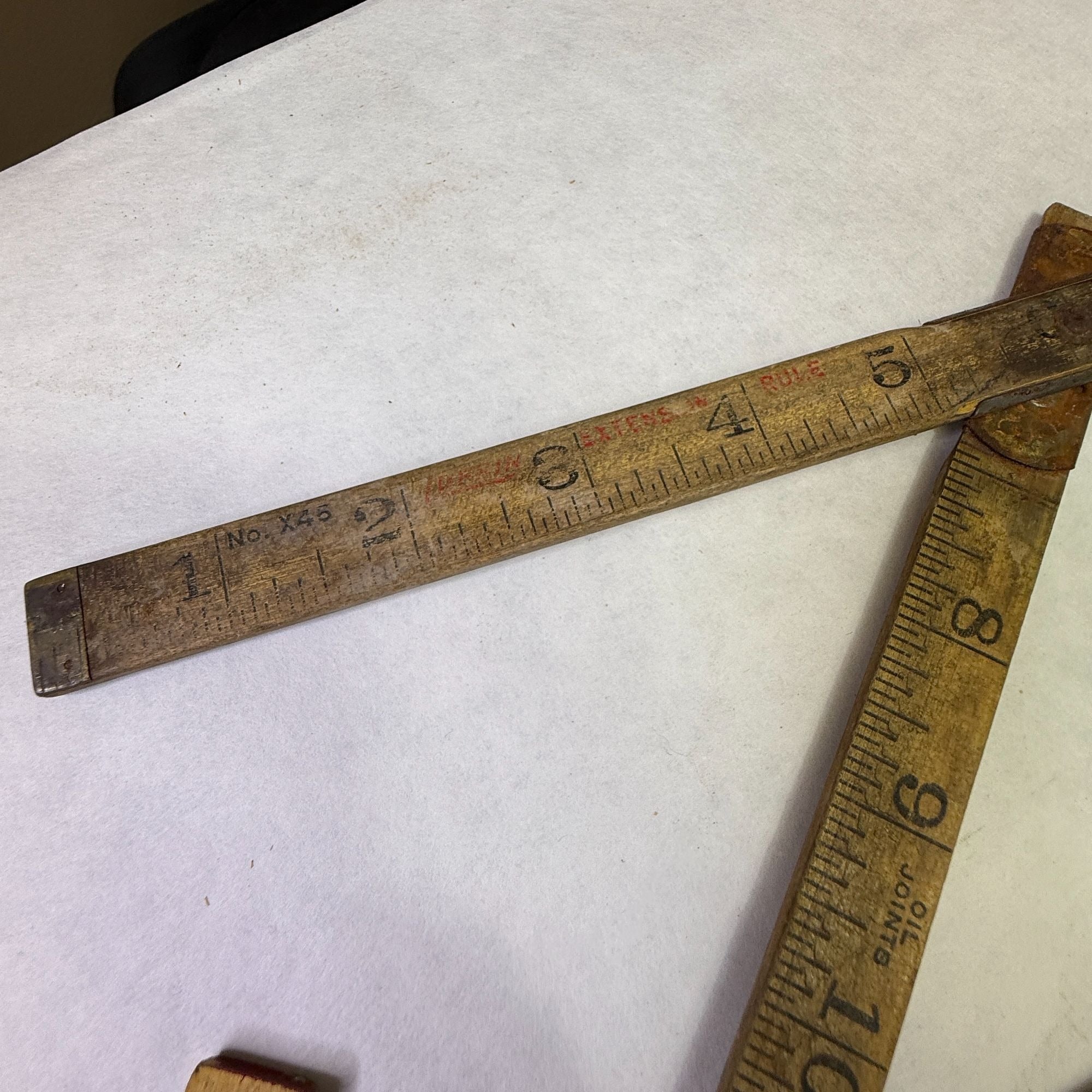 Vintage Lot of 5 Folding Wood Rulers for Crafts