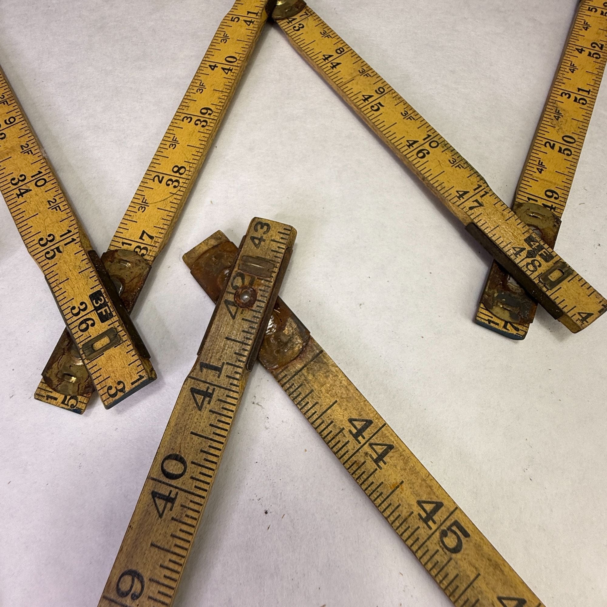 Vintage Lot of 5 Folding Wood Rulers for Crafts