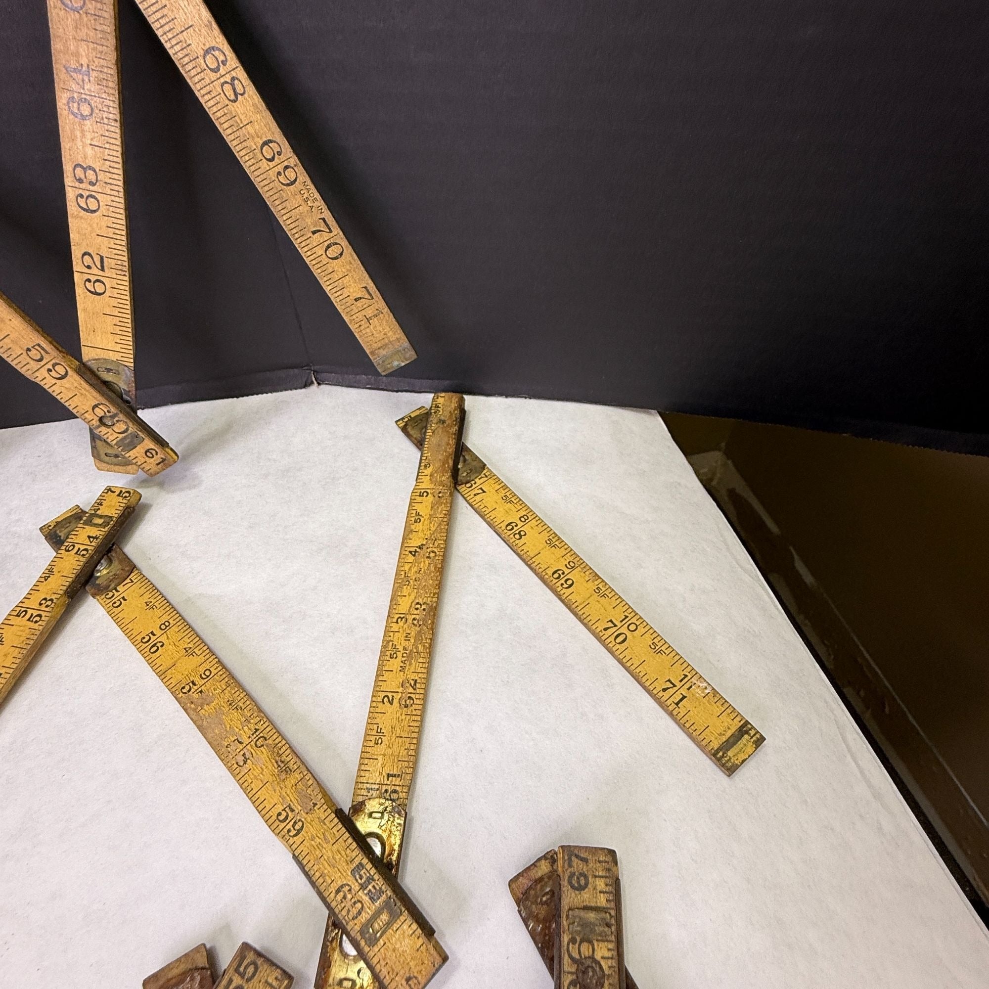 Vintage Lot of 5 Folding Wood Rulers for Crafts