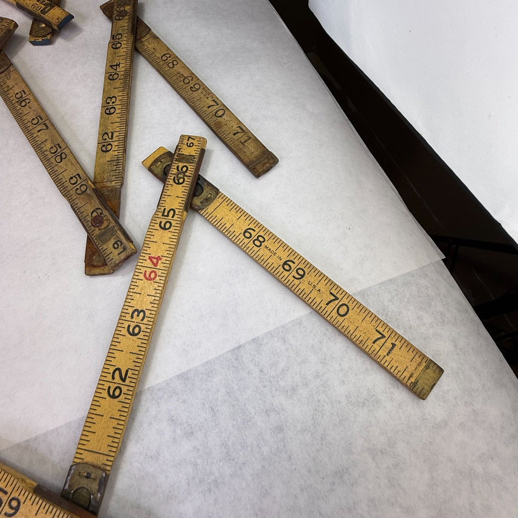 Vintage Lot of 5 Folding Wood Rulers for Crafts