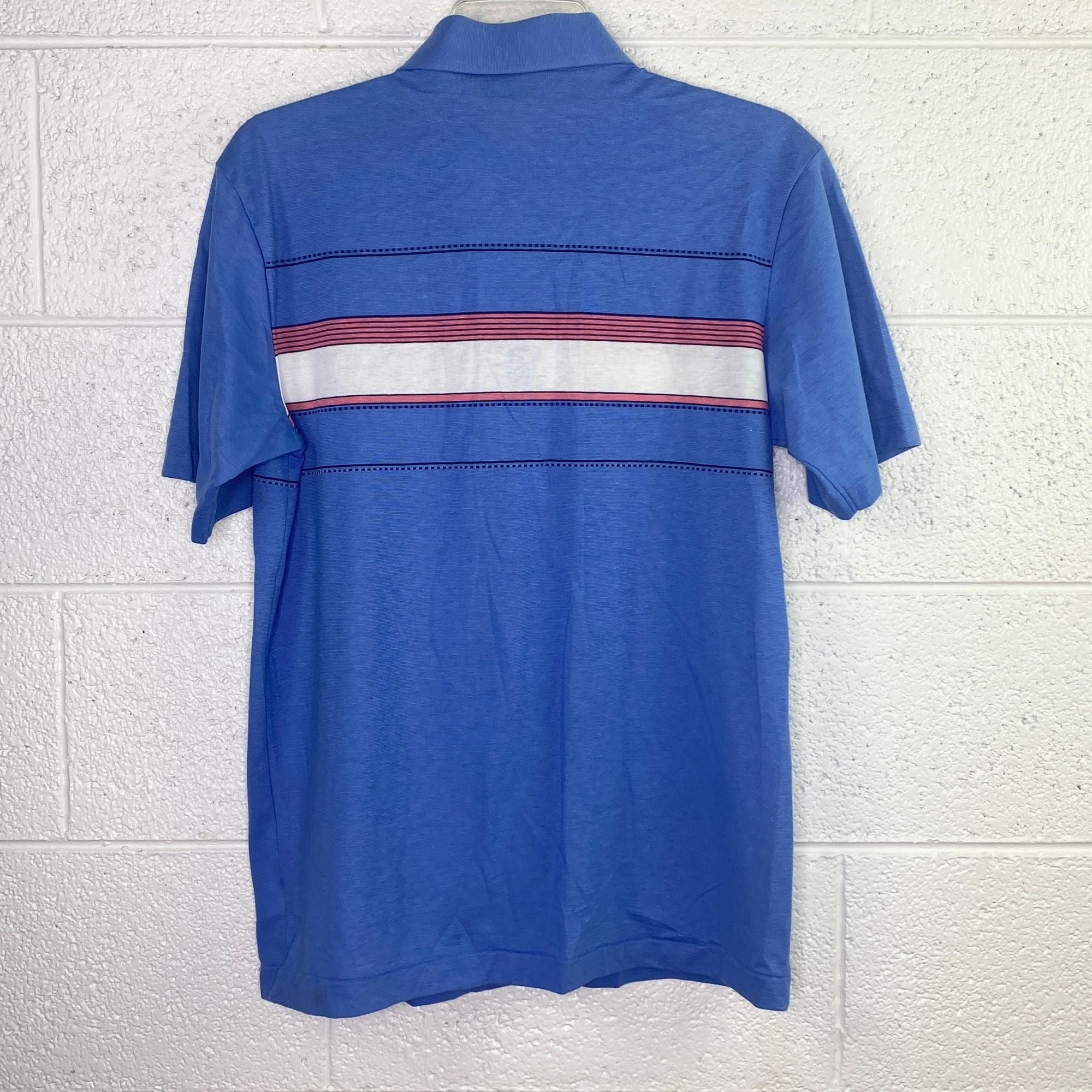 Vintage Puritan Polo Short Sleeve Shirt Mens M Blue White Pink Striped NWT