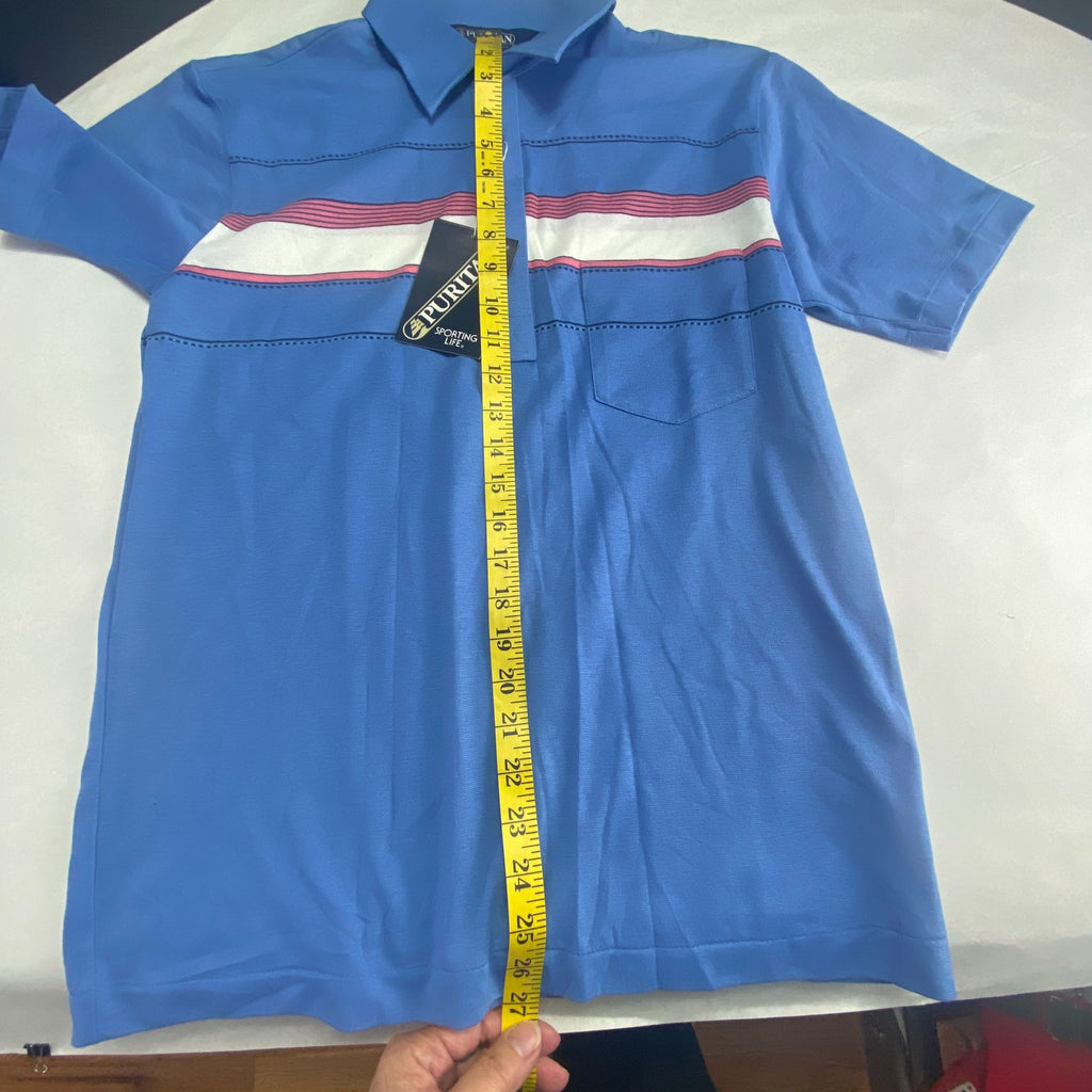 Vintage Puritan Polo Short Sleeve Shirt Mens M Blue White Pink Striped NWT