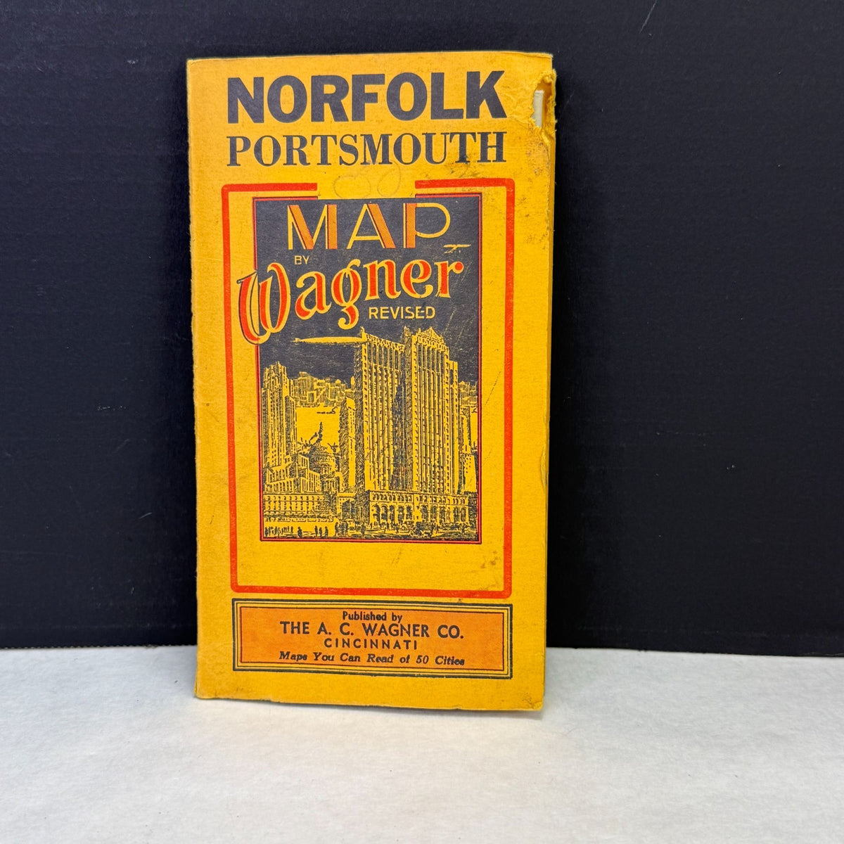 Vintage 1943 Wagner Norfolk Portsmouth Virginia Area Map Bus Trolley
