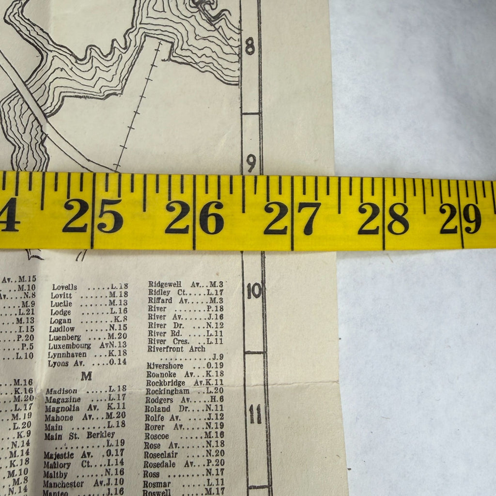 Vintage 1943 Wagner Norfolk Portsmouth Virginia Area Map Bus Trolley