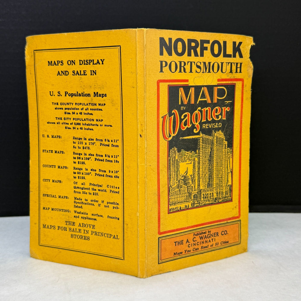 Vintage 1943 Wagner Norfolk Portsmouth Virginia Area Map Bus Trolley