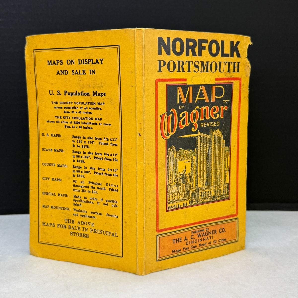 Vintage 1943 Wagner Norfolk Portsmouth Virginia Area Map Bus Trolley