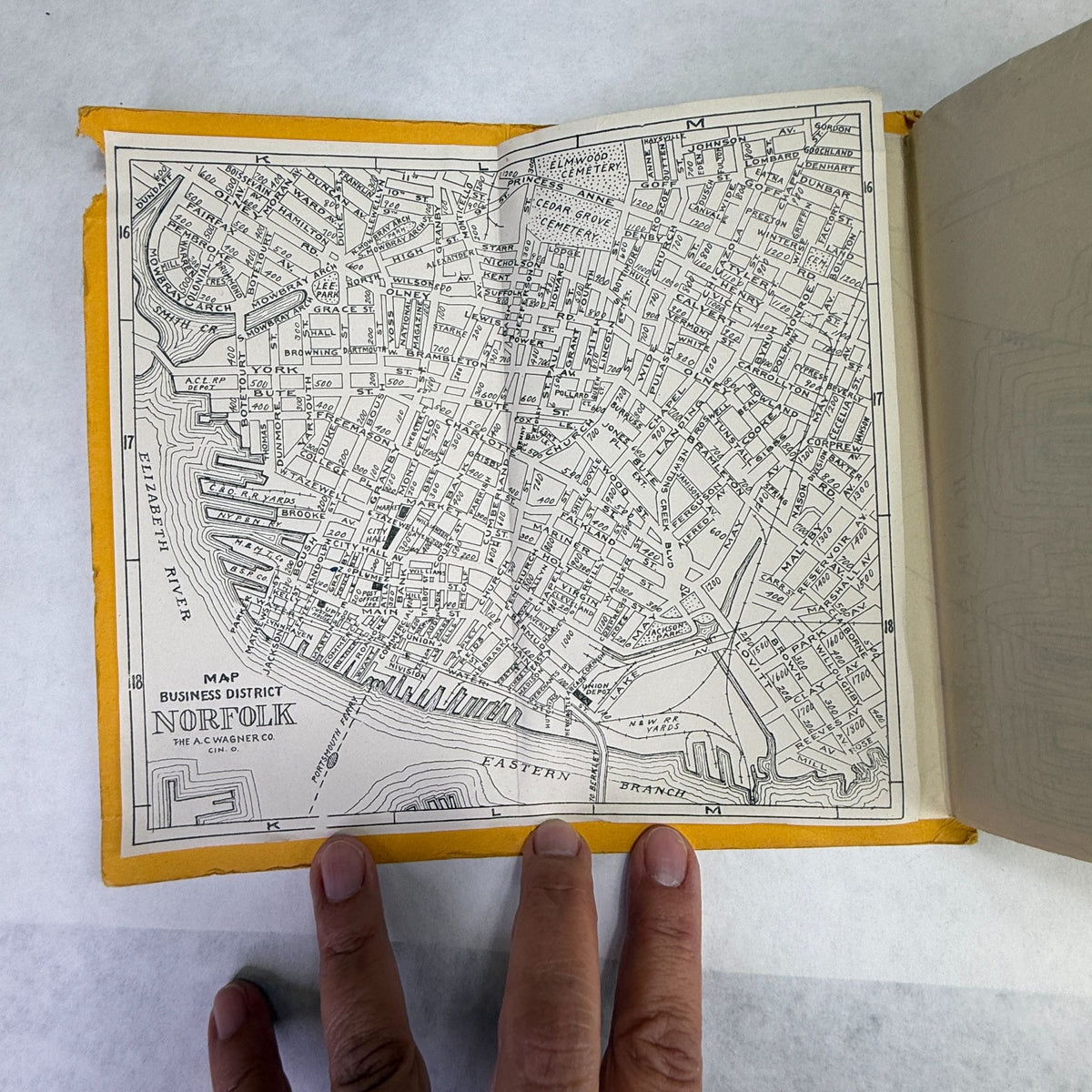 Vintage 1943 Wagner Norfolk Portsmouth Virginia Area Map Bus Trolley