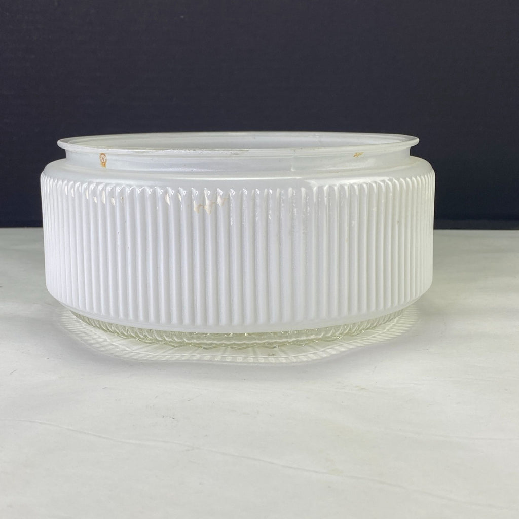 Vintage Ribbed Glass Drum Shade White Clear 7.5 inch Fitter
