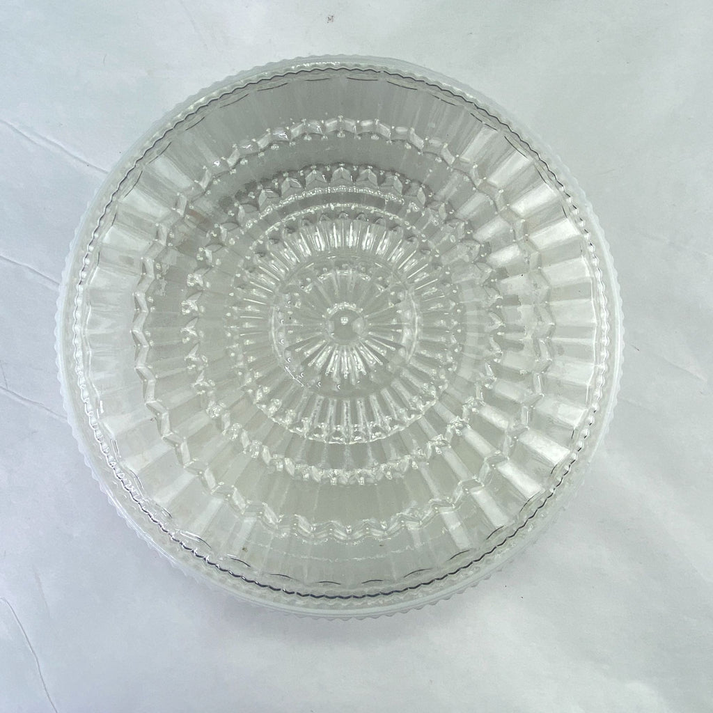 Vintage Ribbed Glass Drum Shade White Clear 7.5 inch Fitter