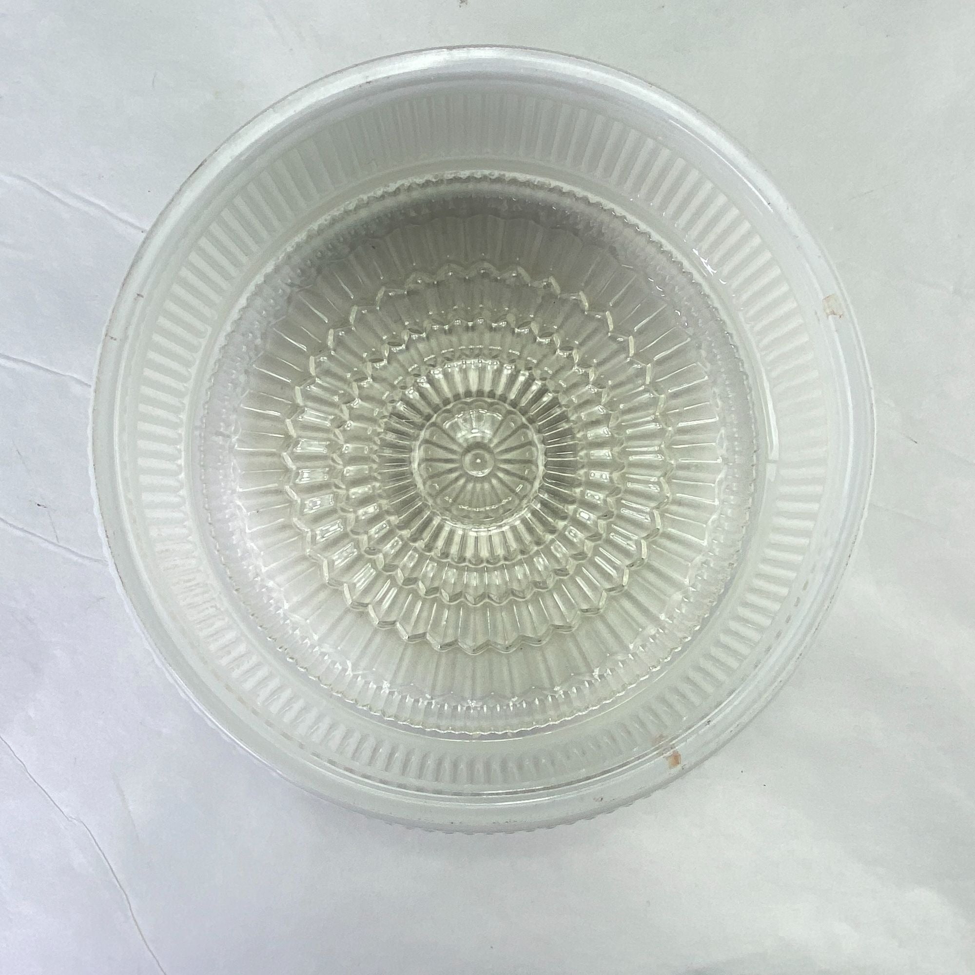 Vintage Ribbed Glass Drum Shade White Clear 7.5 inch Fitter