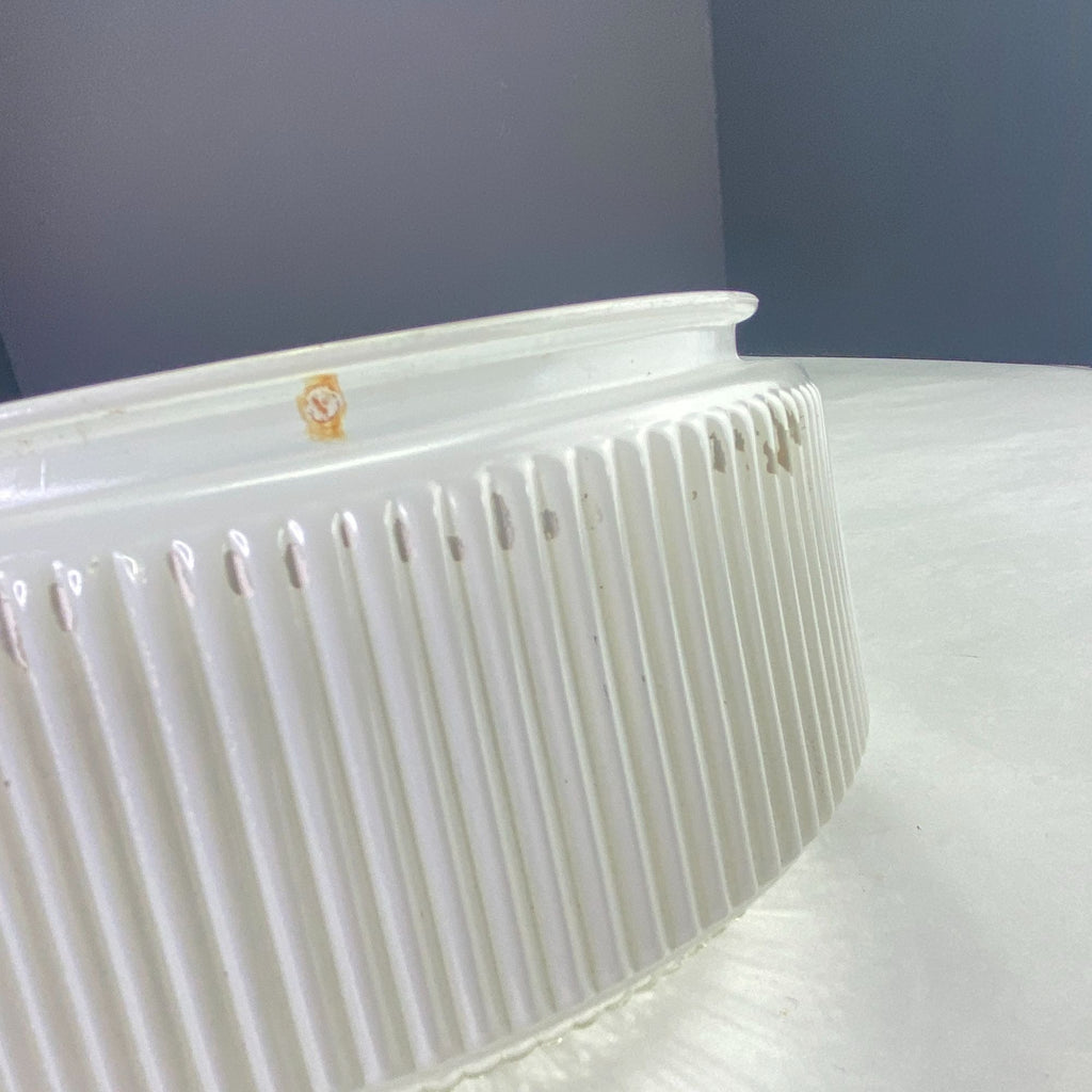 Vintage Ribbed Glass Drum Shade White Clear 7.5 inch Fitter
