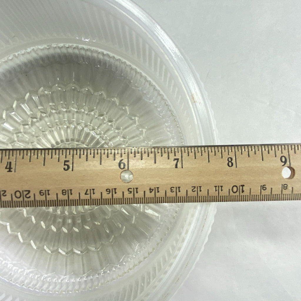 Vintage Ribbed Glass Drum Shade White Clear 7.5 inch Fitter