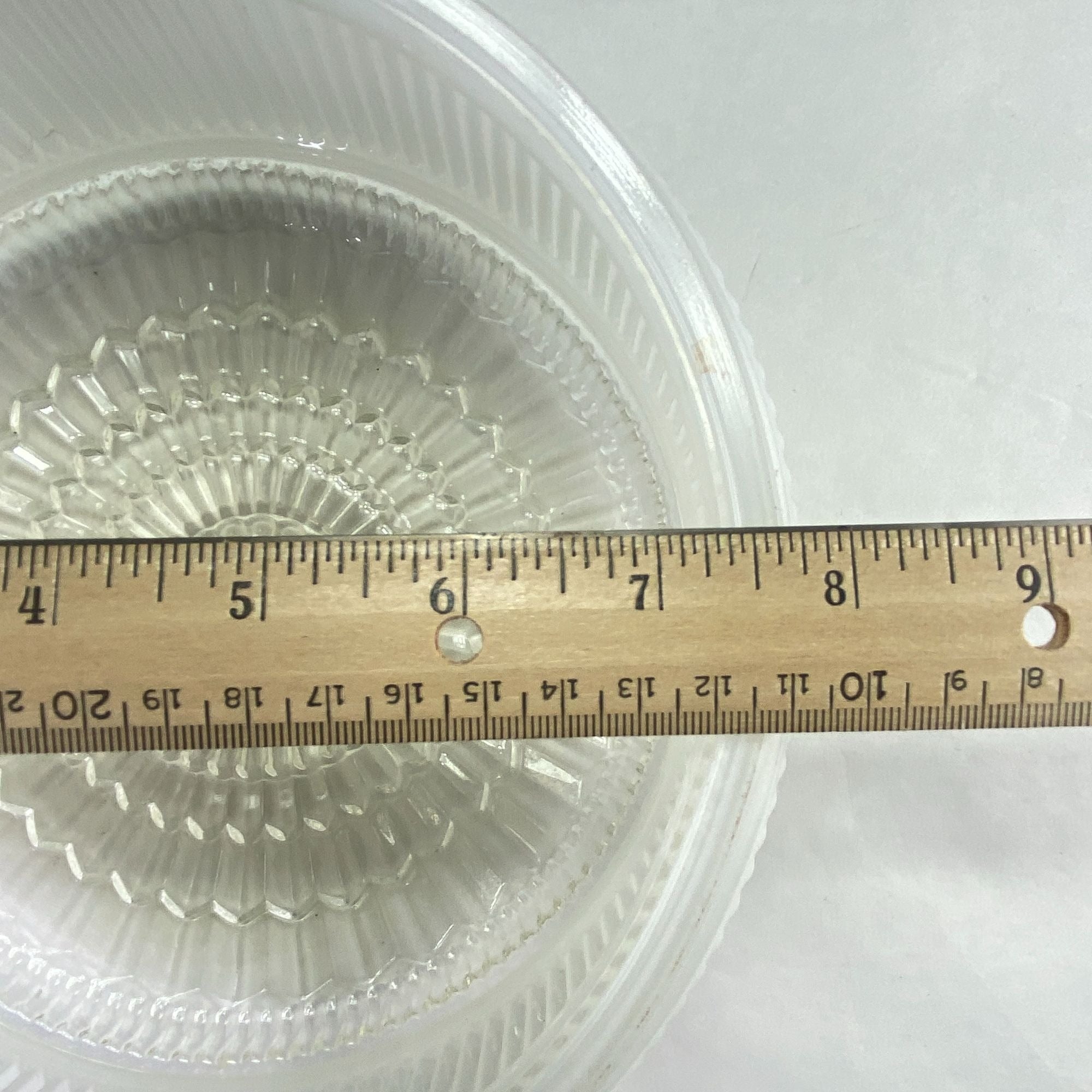 Vintage Ribbed Glass Drum Shade White Clear 7.5 inch Fitter