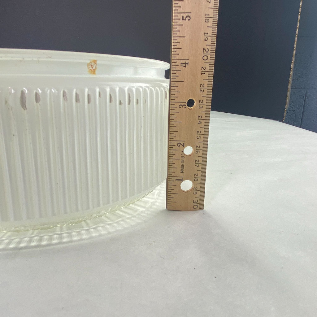 Vintage Ribbed Glass Drum Shade White Clear 7.5 inch Fitter