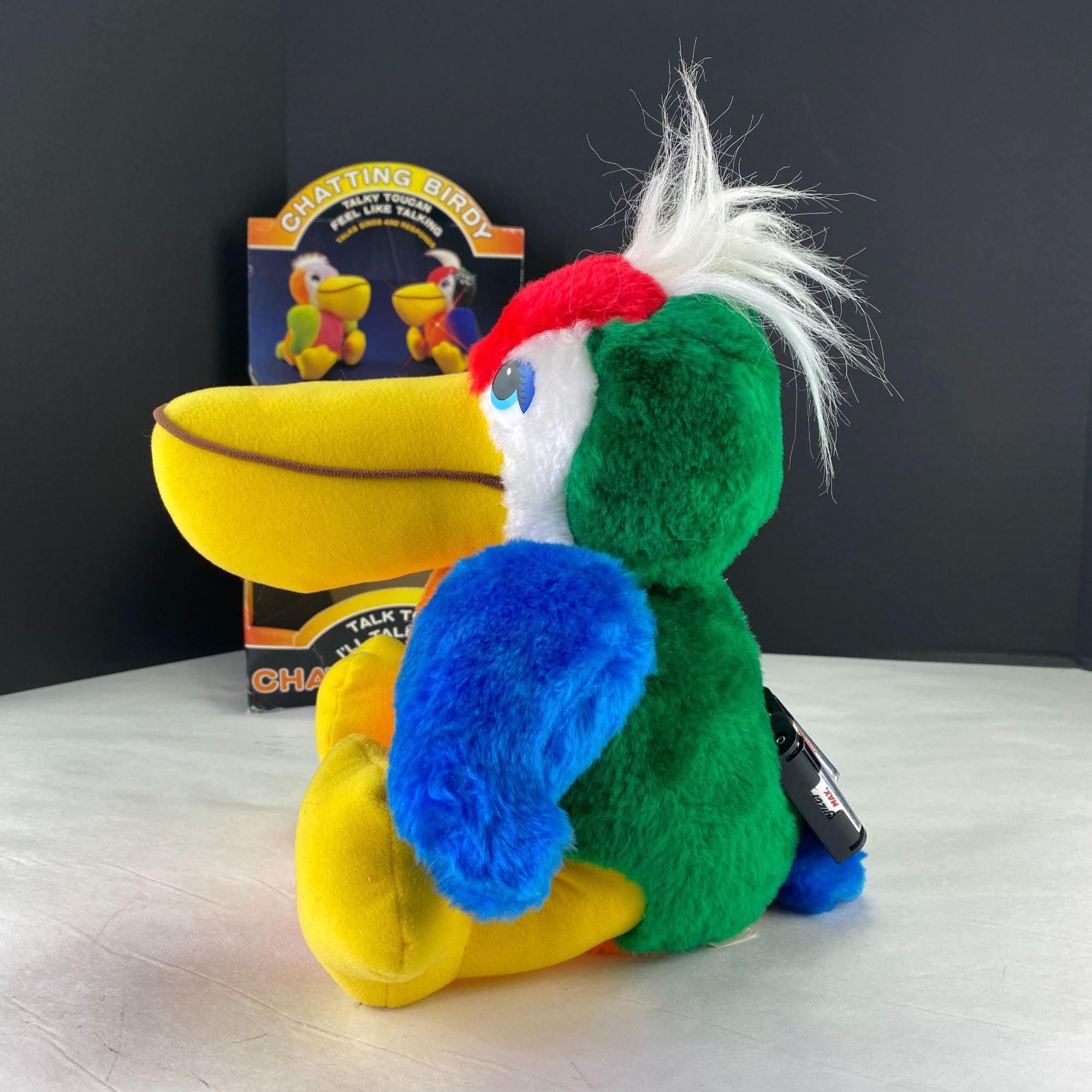Vintage Toucan Bird Plush Squawks Back with Noise Sensor
