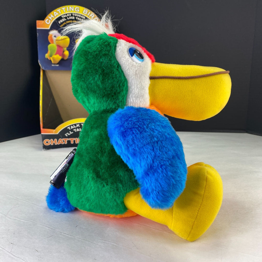 Vintage Toucan Bird Plush Squawks Back with Noise Sensor