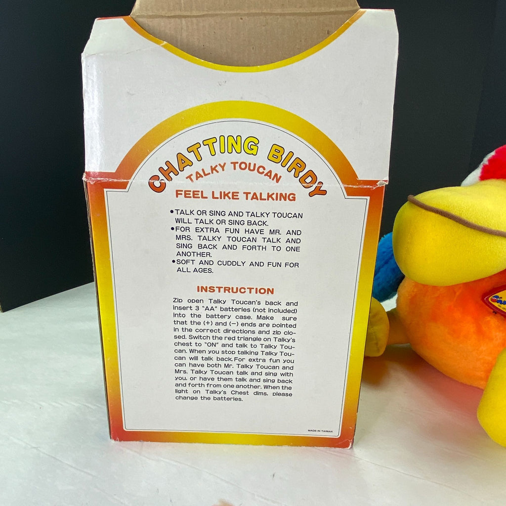 Vintage Toucan Bird Plush Squawks Back with Noise Sensor