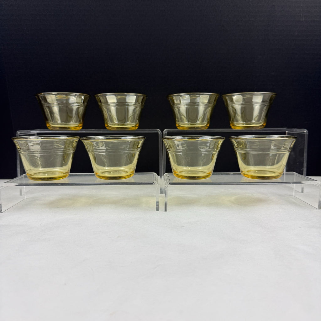 Vintage Fortecrisa Mexico Amber Glass Custard Cups Set Of 8