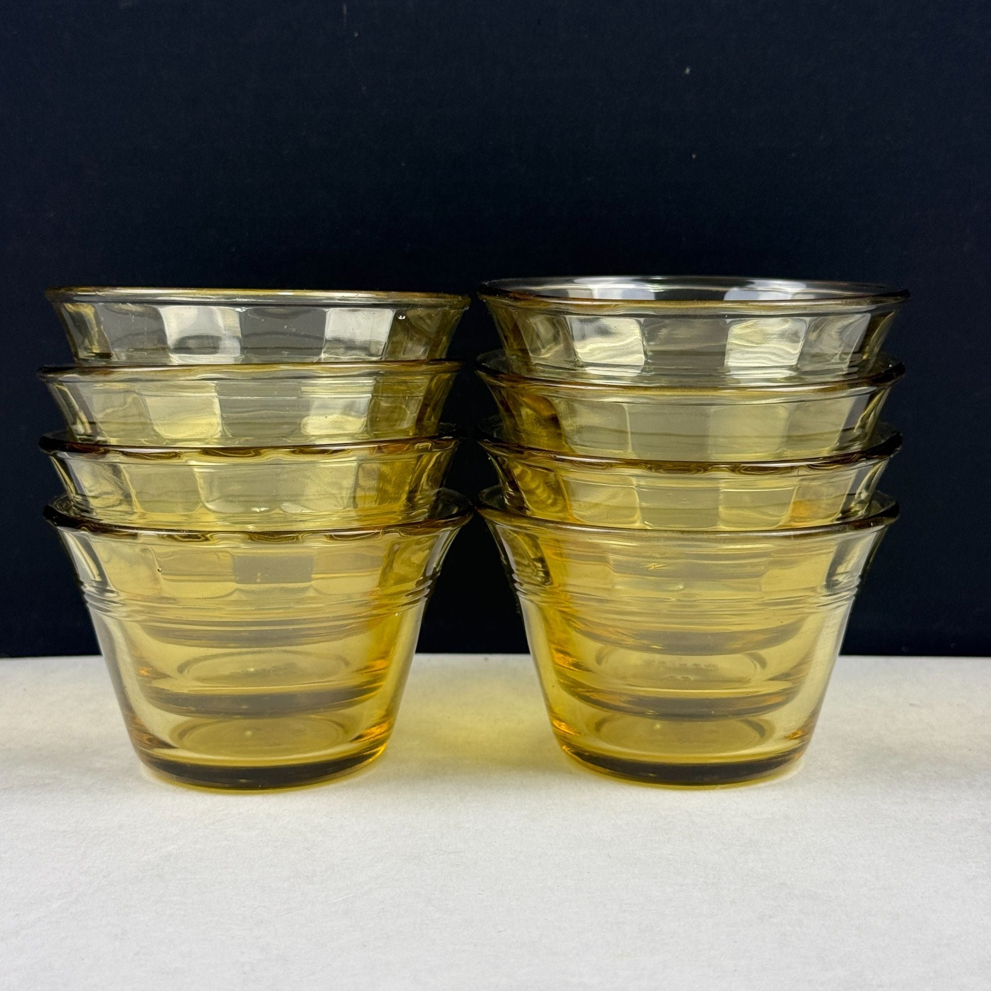 Vintage Fortecrisa Mexico Amber Glass Custard Cups Set Of 8