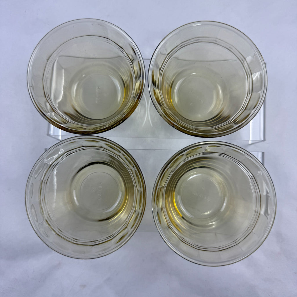 Vintage Fortecrisa Mexico Amber Glass Custard Cups Set Of 8
