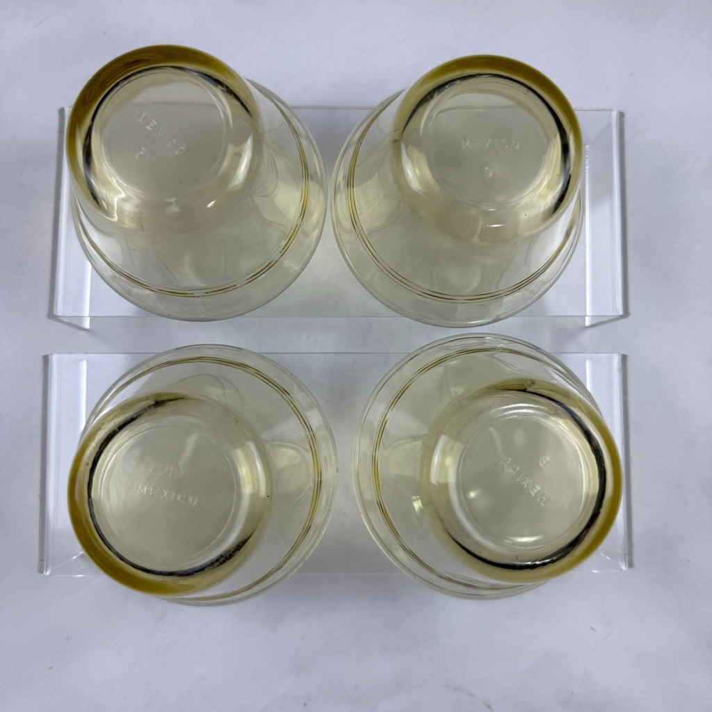 Vintage Fortecrisa Mexico Amber Glass Custard Cups Set Of 8