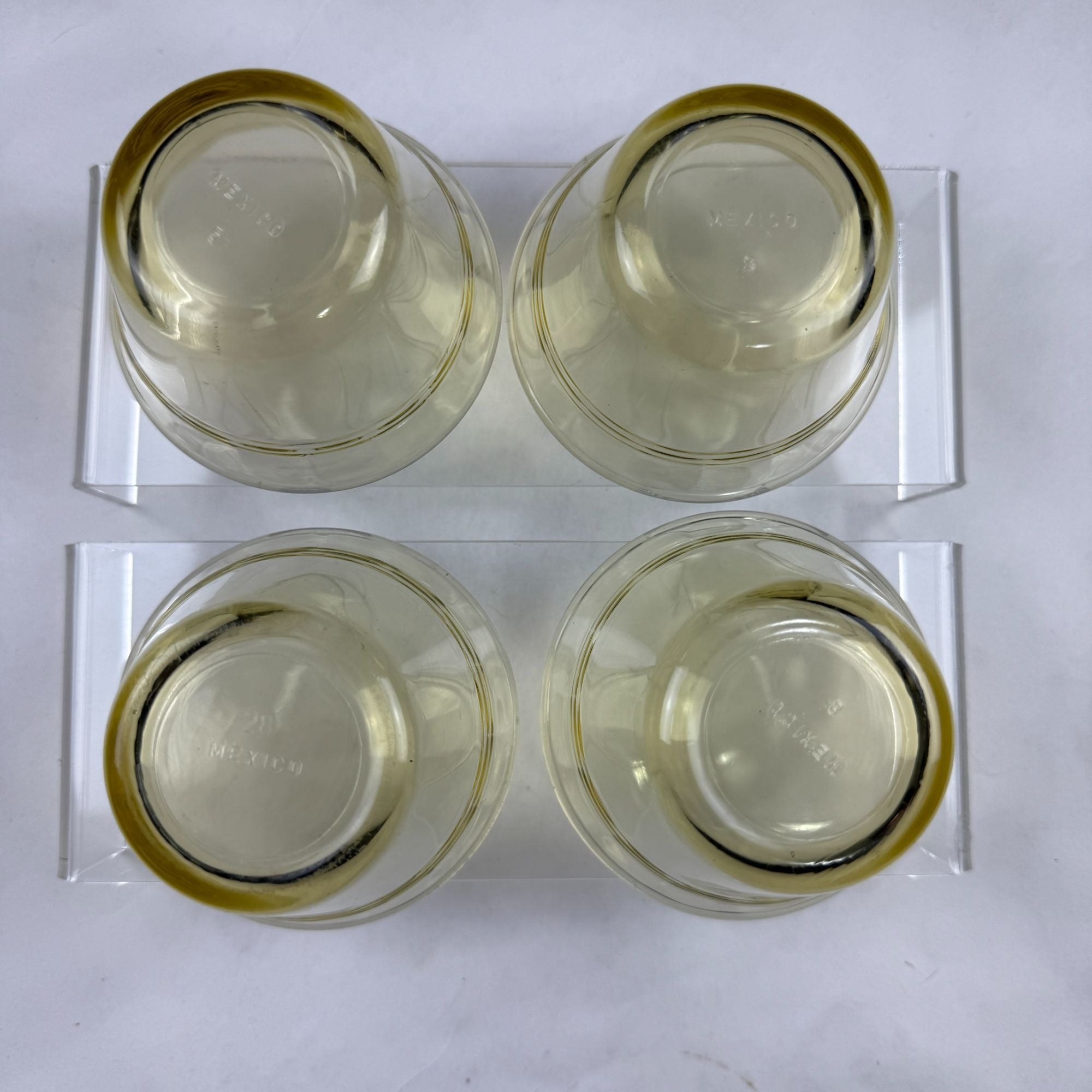 Vintage Fortecrisa Mexico Amber Glass Custard Cups Set Of 8