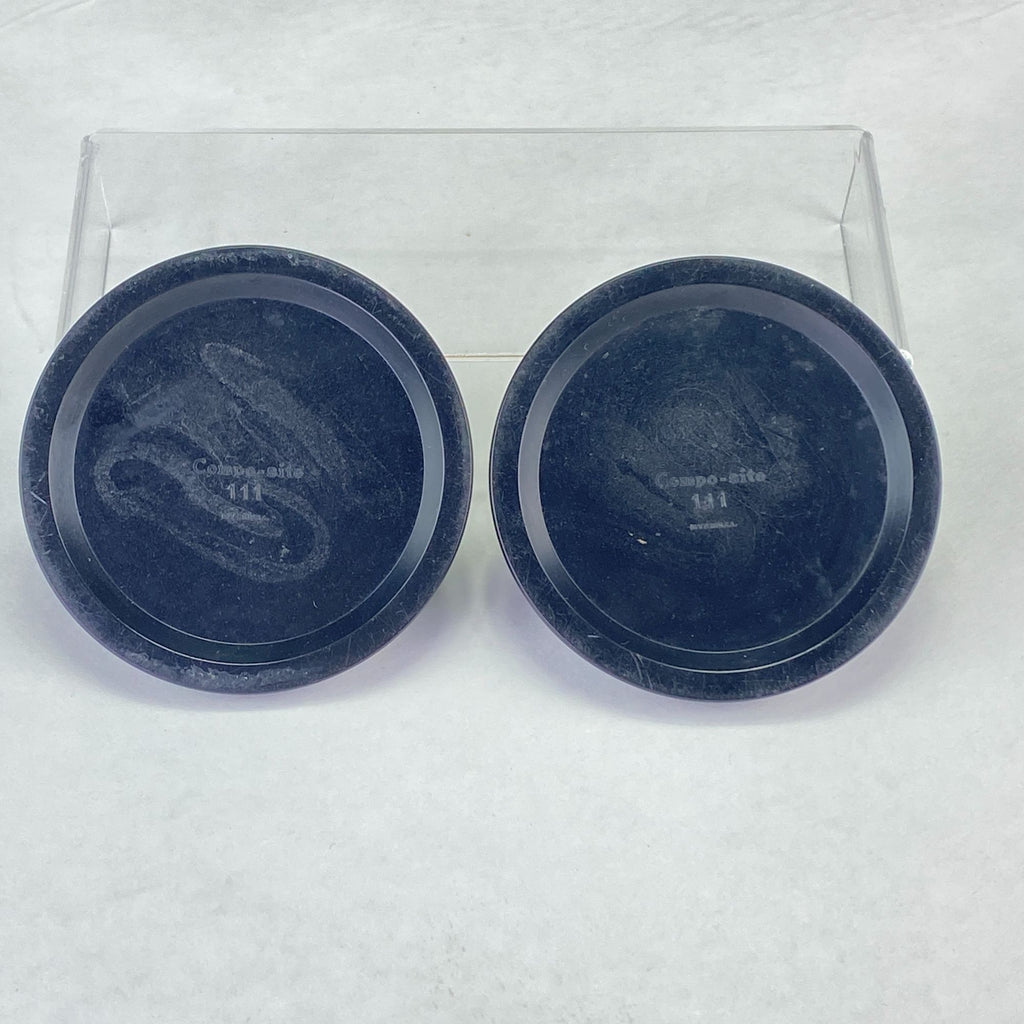 Vintage Compo-Site Black Silver Tone Scroll Design Taper Candle Holders