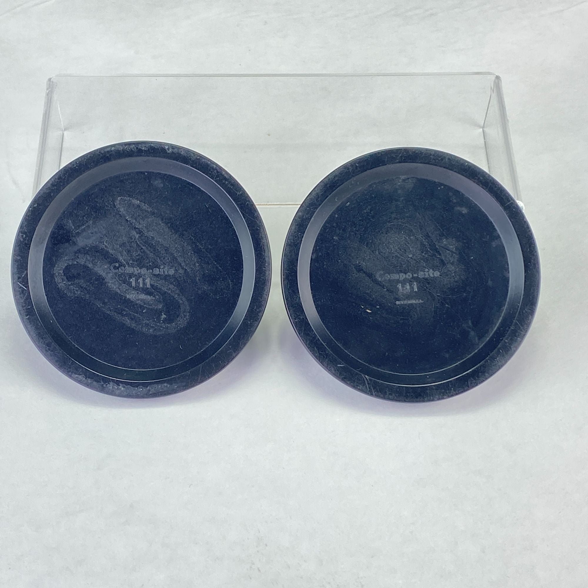 Vintage Compo-Site Black Silver Tone Scroll Design Taper Candle Holders