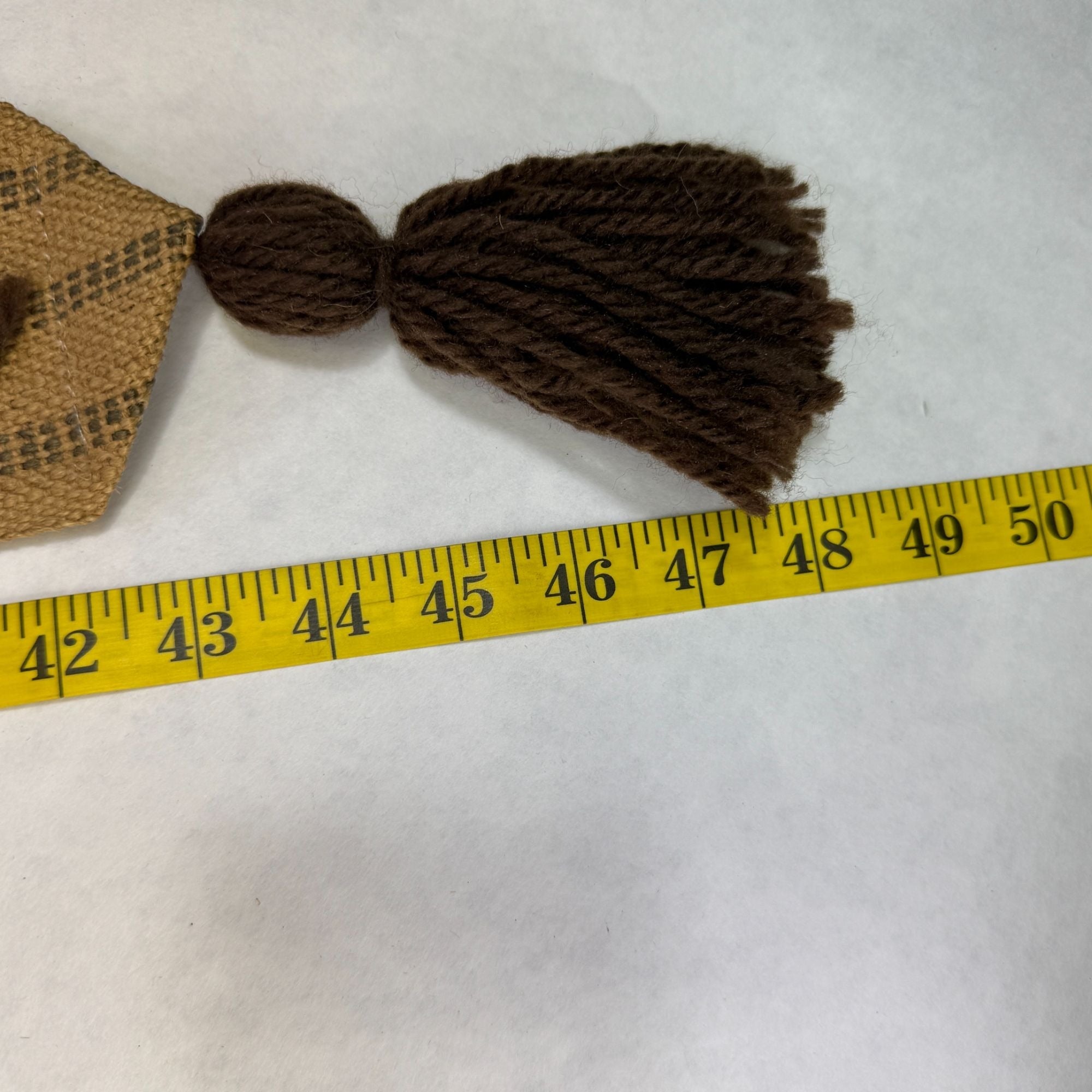 Vintage Burlap Strap Pom Pom Grapes Yardstick & Scissor Holder Set With Tassels