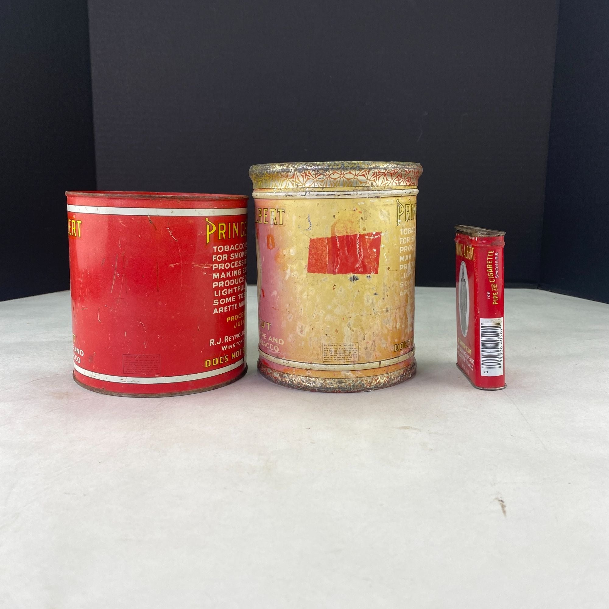 Vintage Lot Of 3 Prince Albert Crimp Cut Tobacco Tins