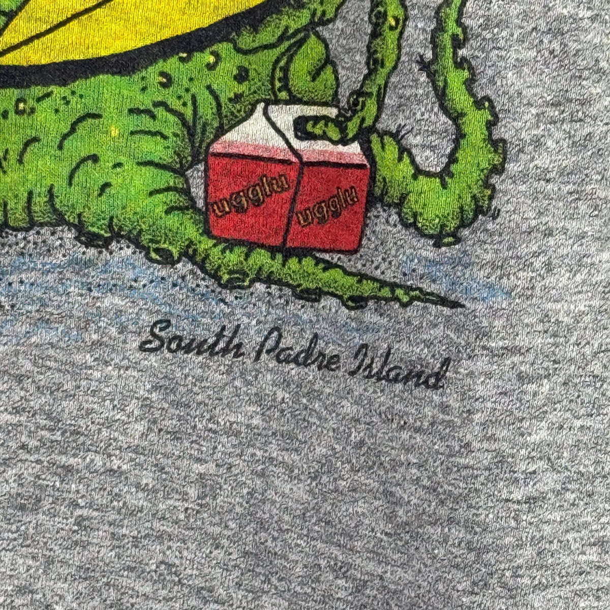 Vintage Single Stitch T-Shirt Beach Monster South Padre Island TX Gray M