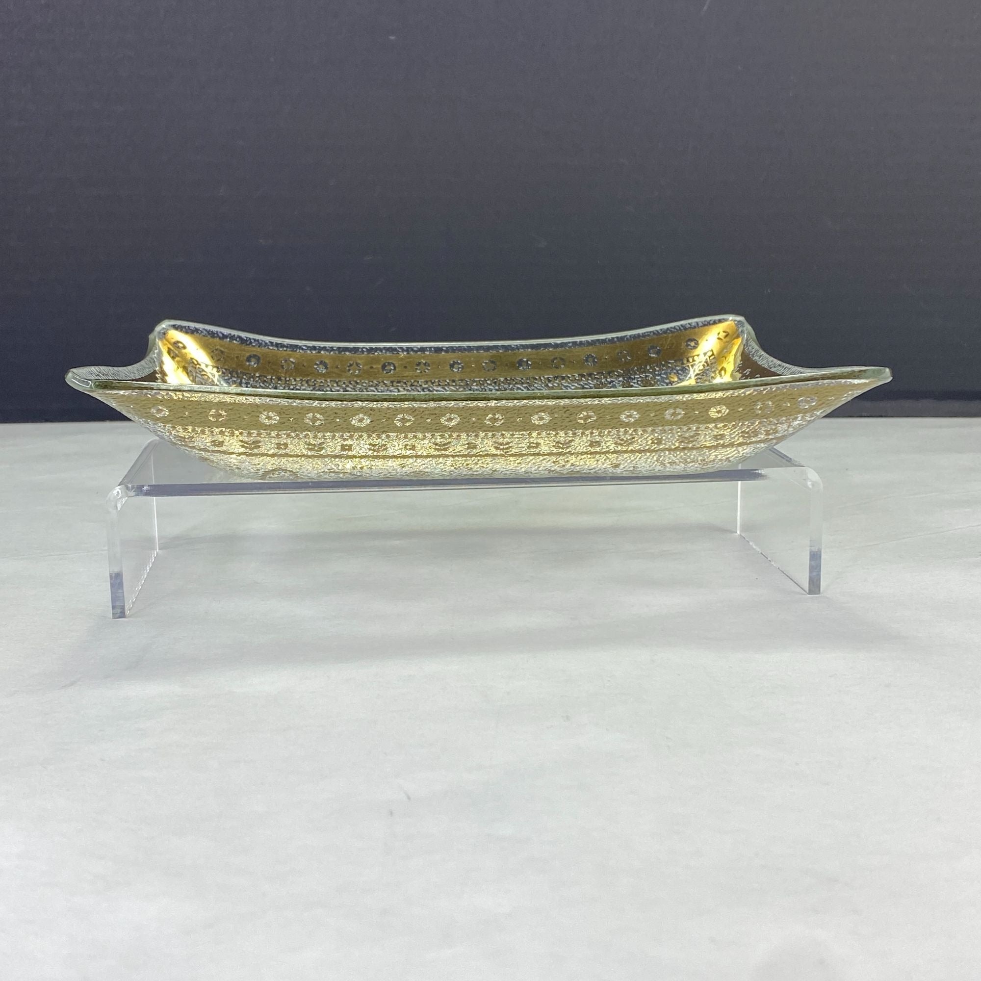 Vintage MCM George Briard Persian Garden Rectangle Glass Dish