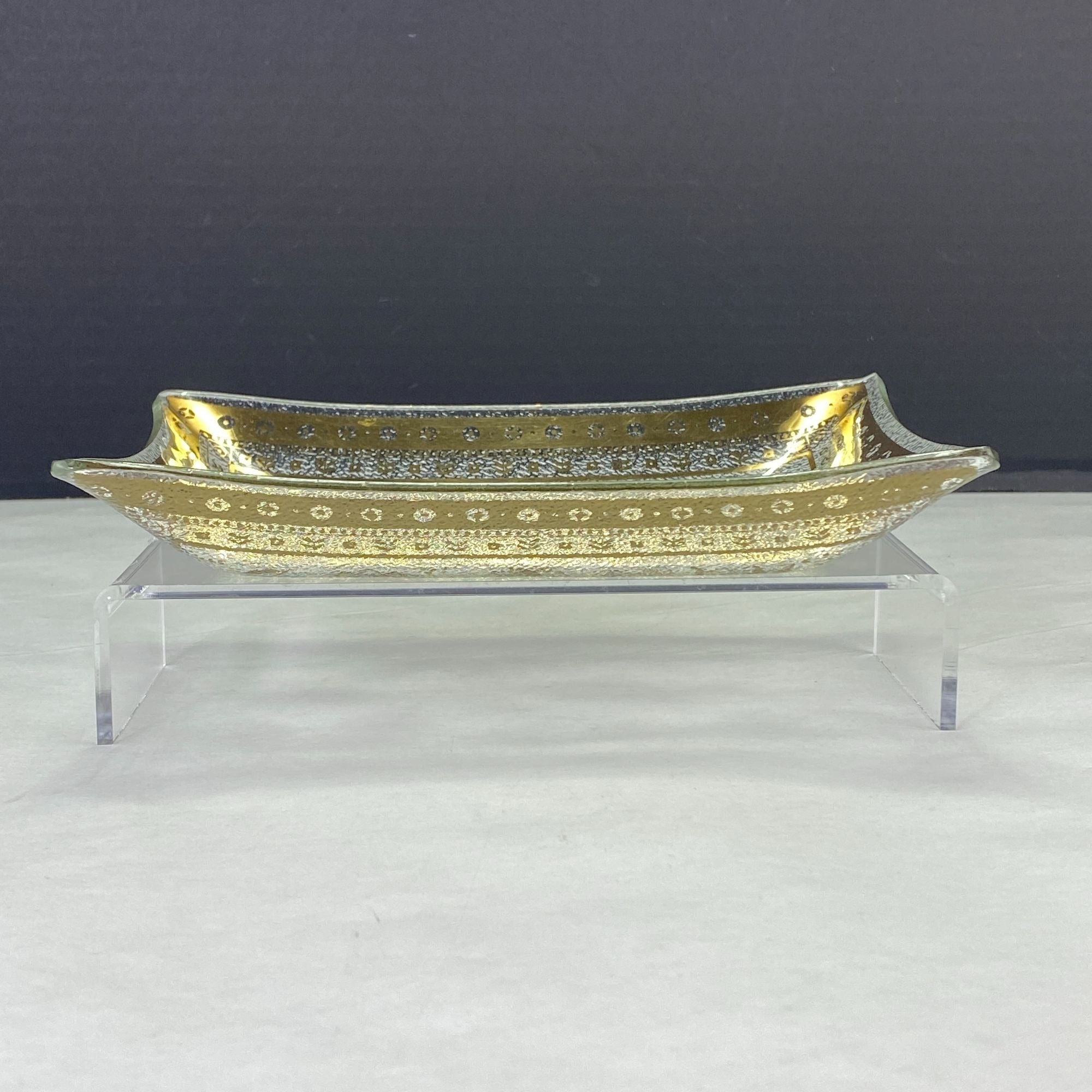 Vintage MCM George Briard Persian Garden Rectangle Glass Dish