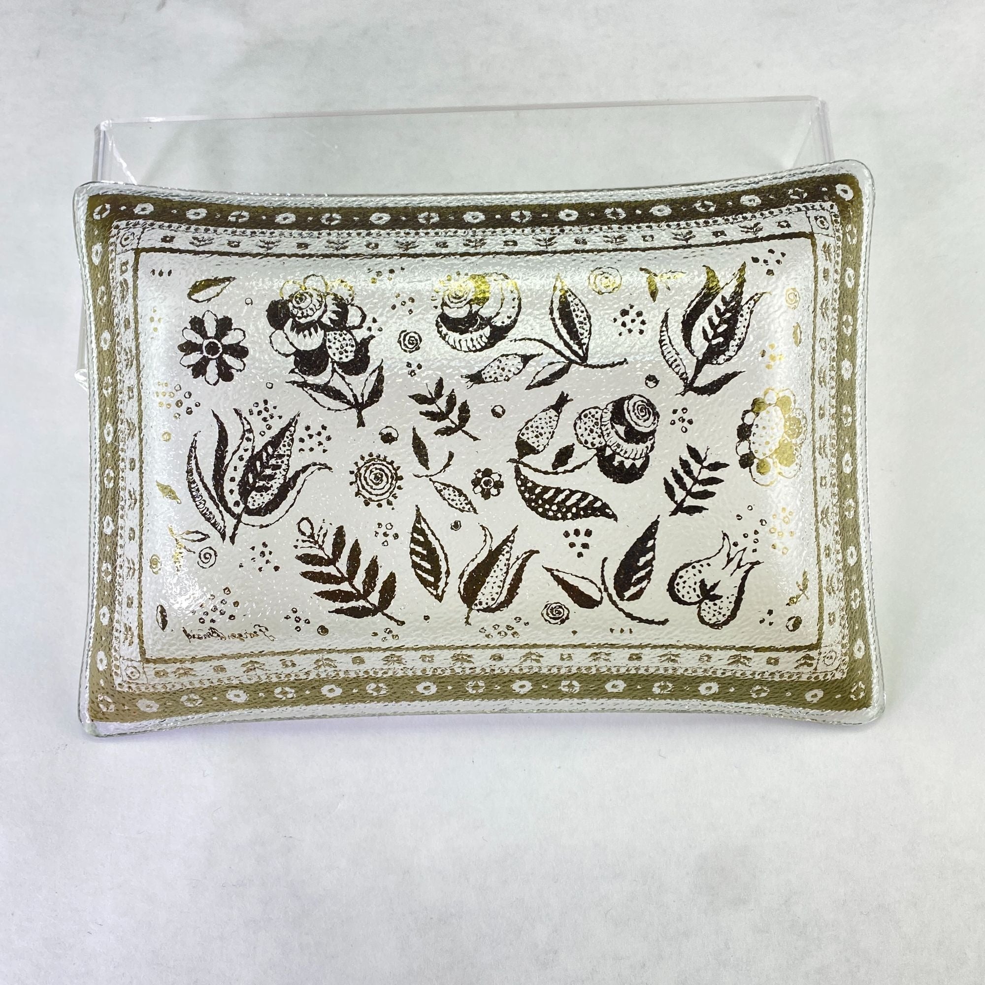 Vintage MCM George Briard Persian Garden Rectangle Glass Dish