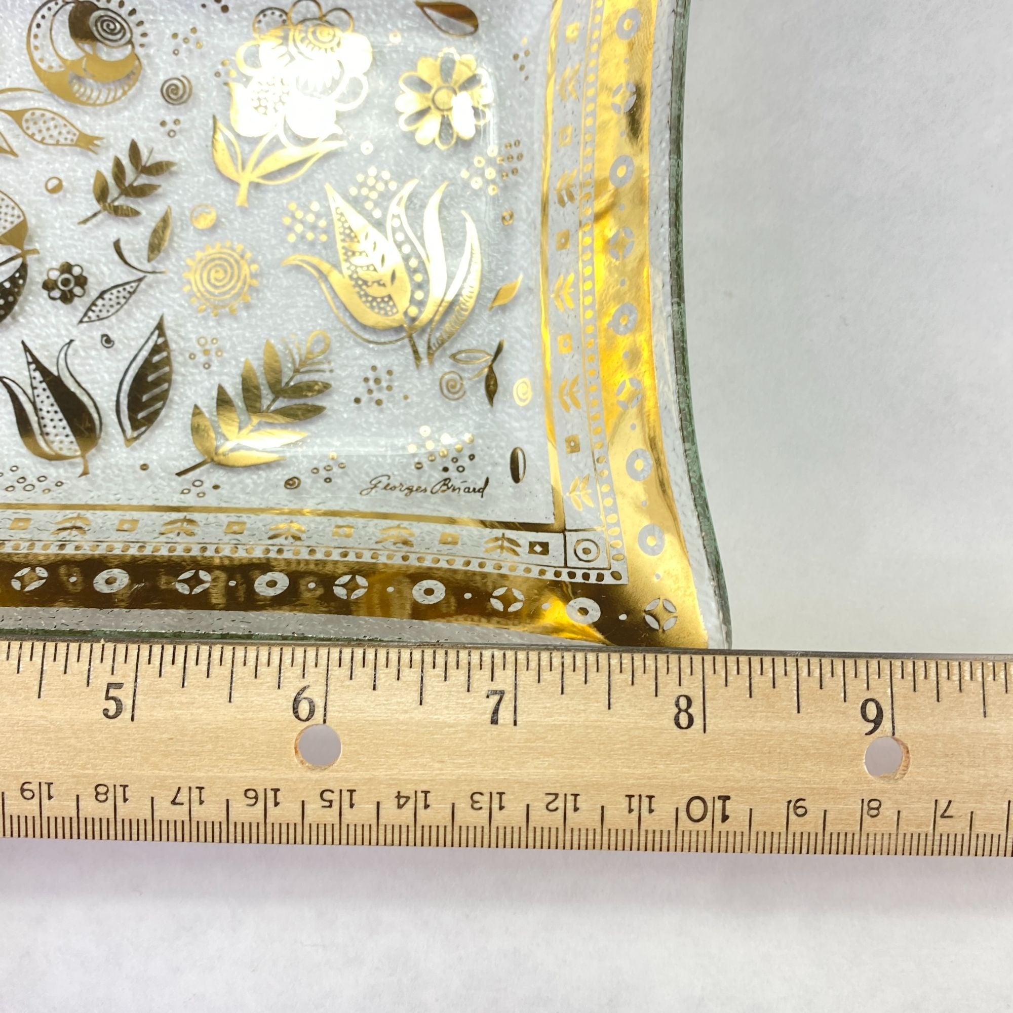 Vintage MCM George Briard Persian Garden Rectangle Glass Dish