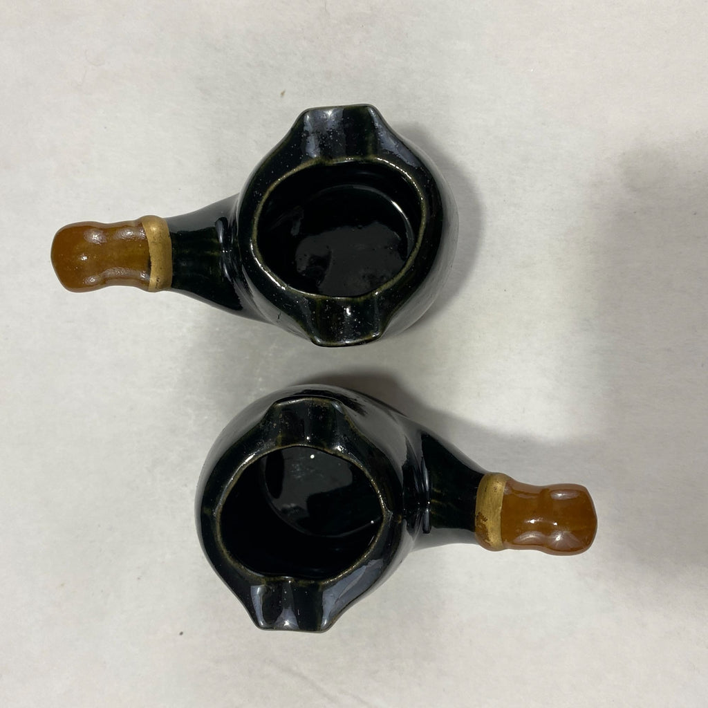 Vintage Redware Tobacco Pipe Shaped Ashtray Lot of 2