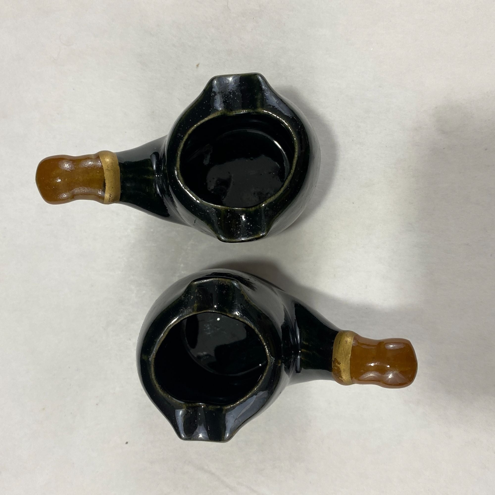 Vintage Redware Tobacco Pipe Shaped Ashtray Lot of 2