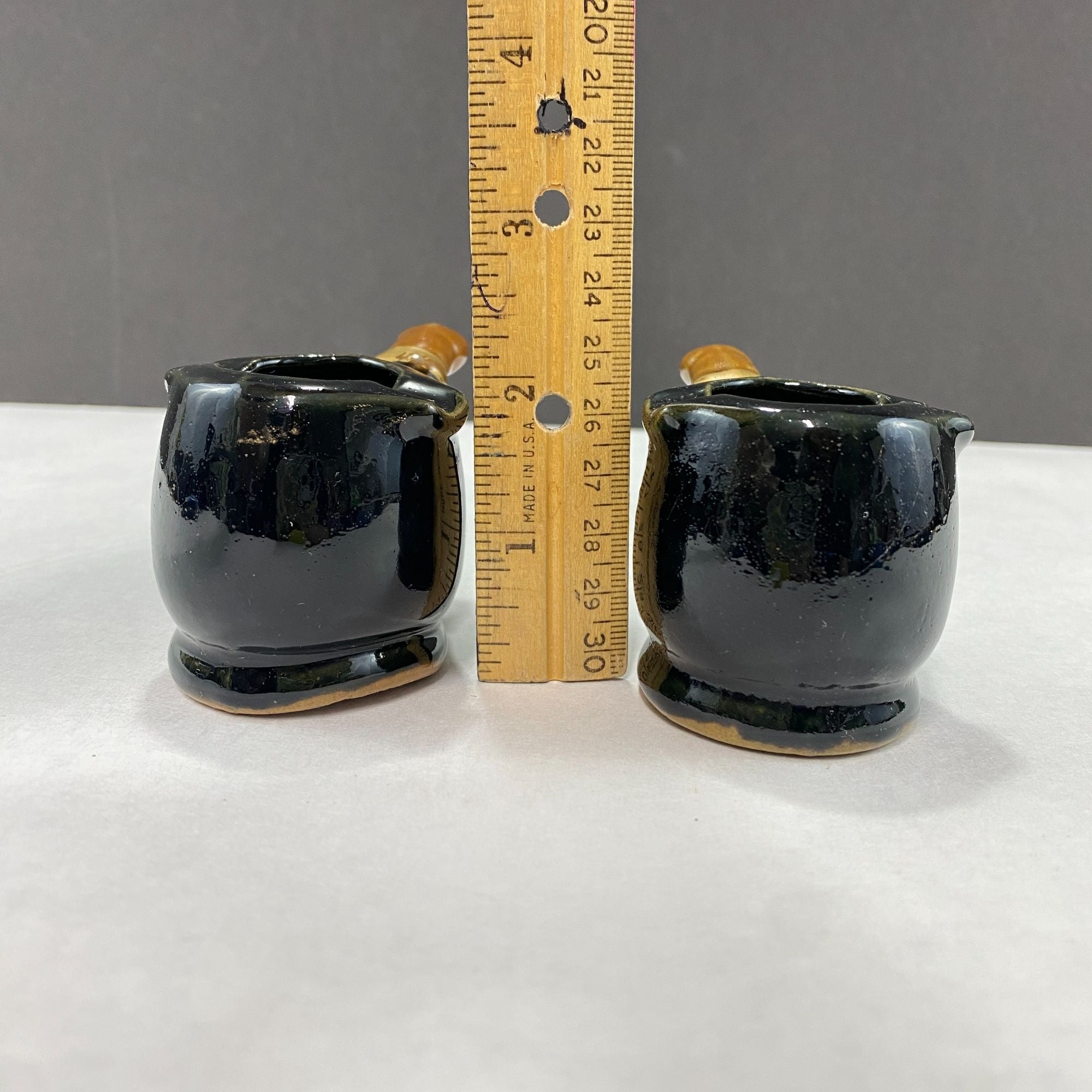 Vintage Redware Tobacco Pipe Shaped Ashtray Lot of 2