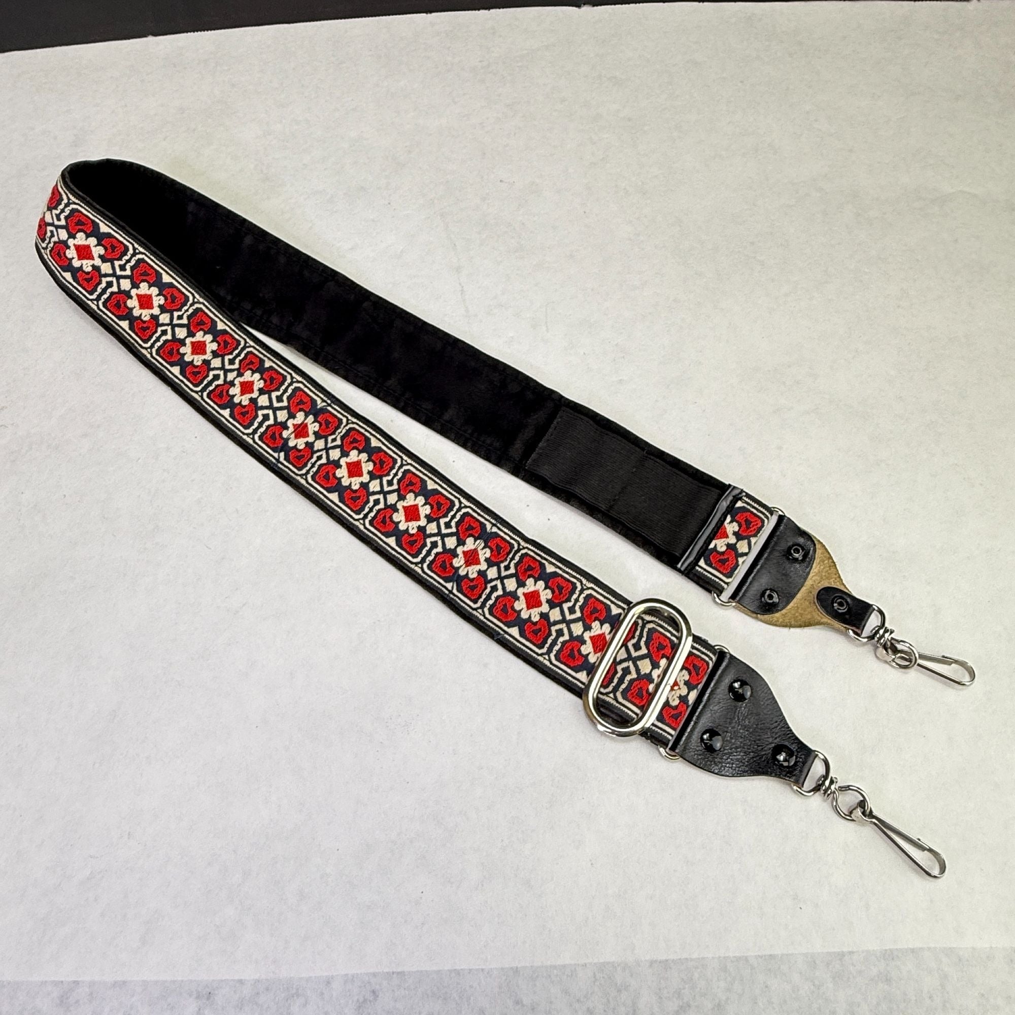 Vintage Retro Hippie Camera Neck Strap With Film Loops Red White Blue Design