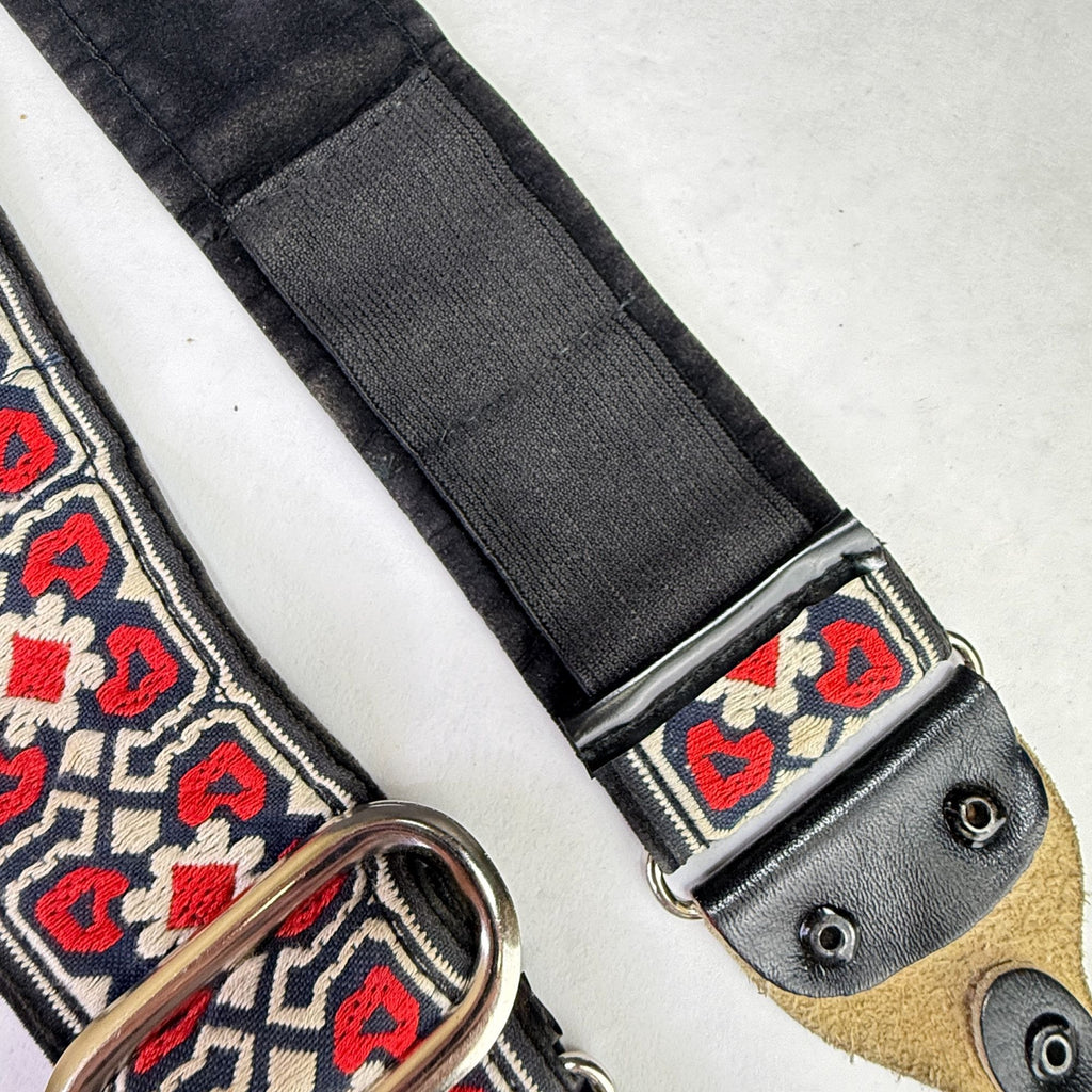 Vintage Retro Hippie Camera Neck Strap With Film Loops Red White Blue Design