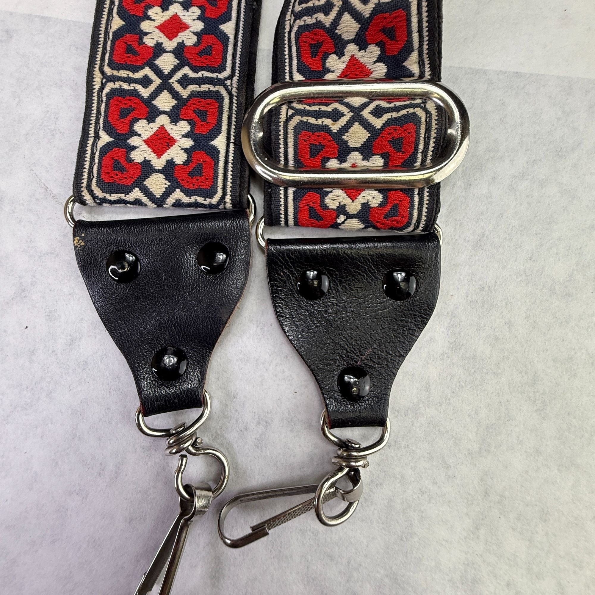 Vintage Retro Hippie Camera Neck Strap With Film Loops Red White Blue Design