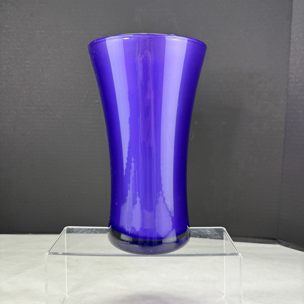 Vintage Flash Painted Purple Glass Clear Bottom Flared Vase