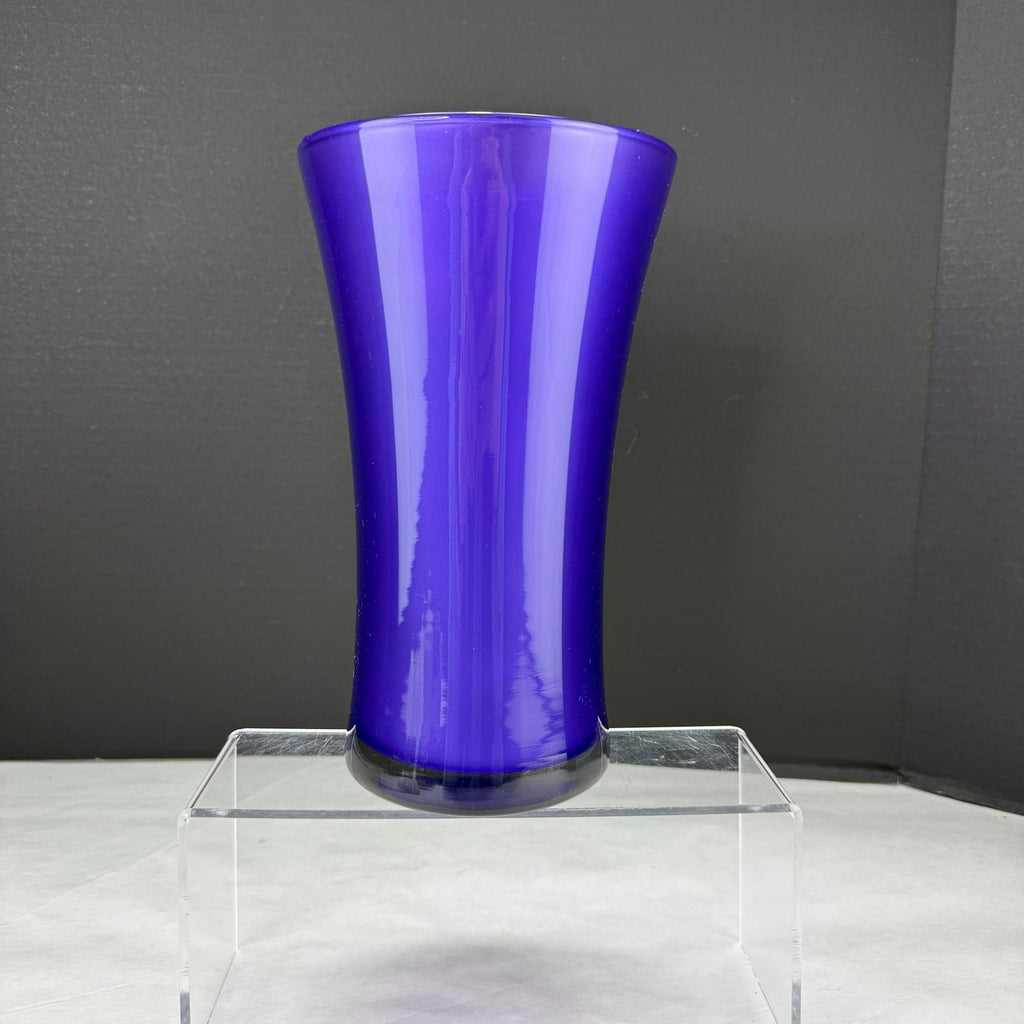 Vintage Flash Painted Purple Glass Clear Bottom Flared Vase