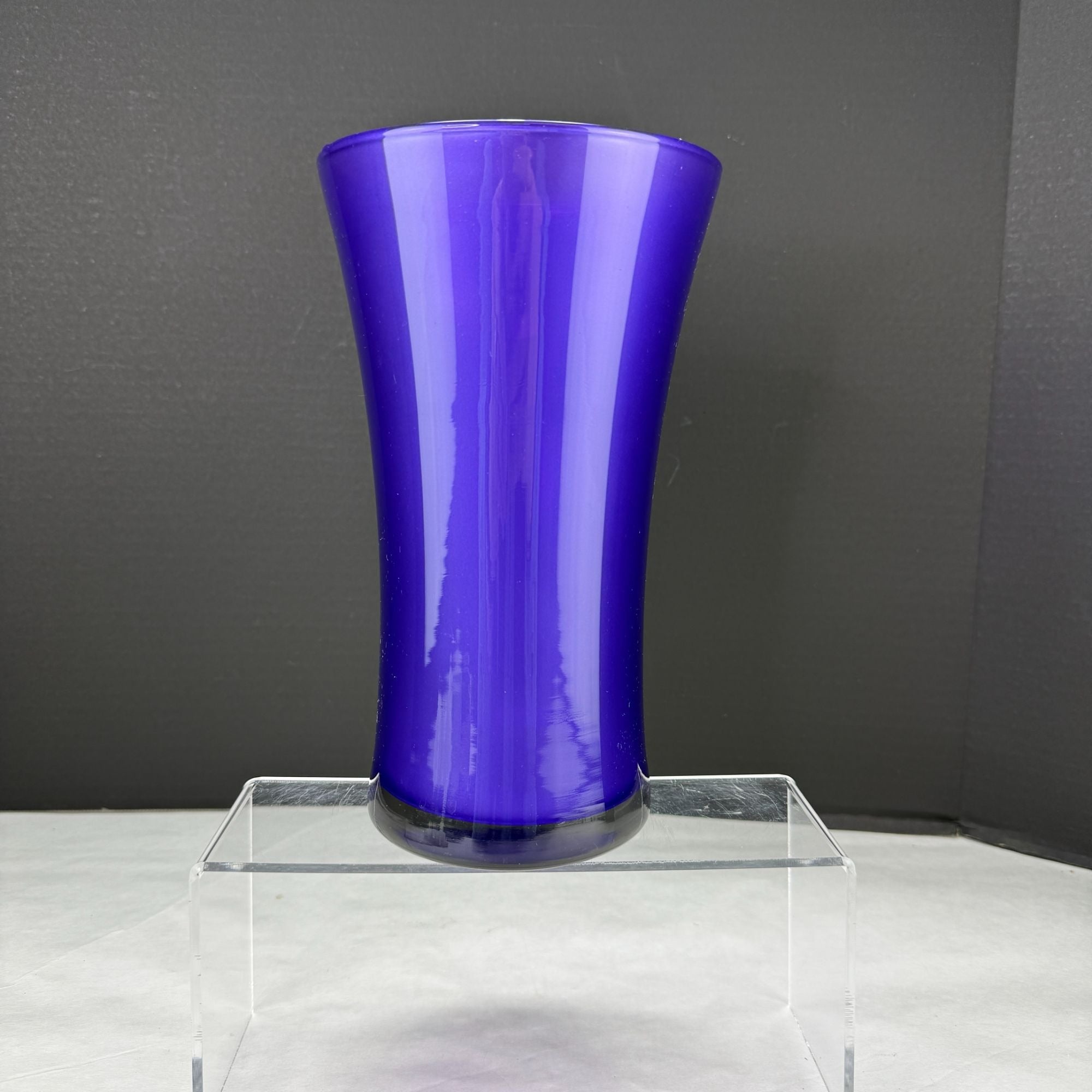 Vintage Flash Painted Purple Glass Clear Bottom Flared Vase